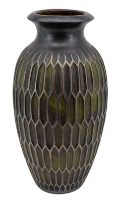 Joseph Mougin French Art Deco Vase, Honeycomb, Nancy 1920