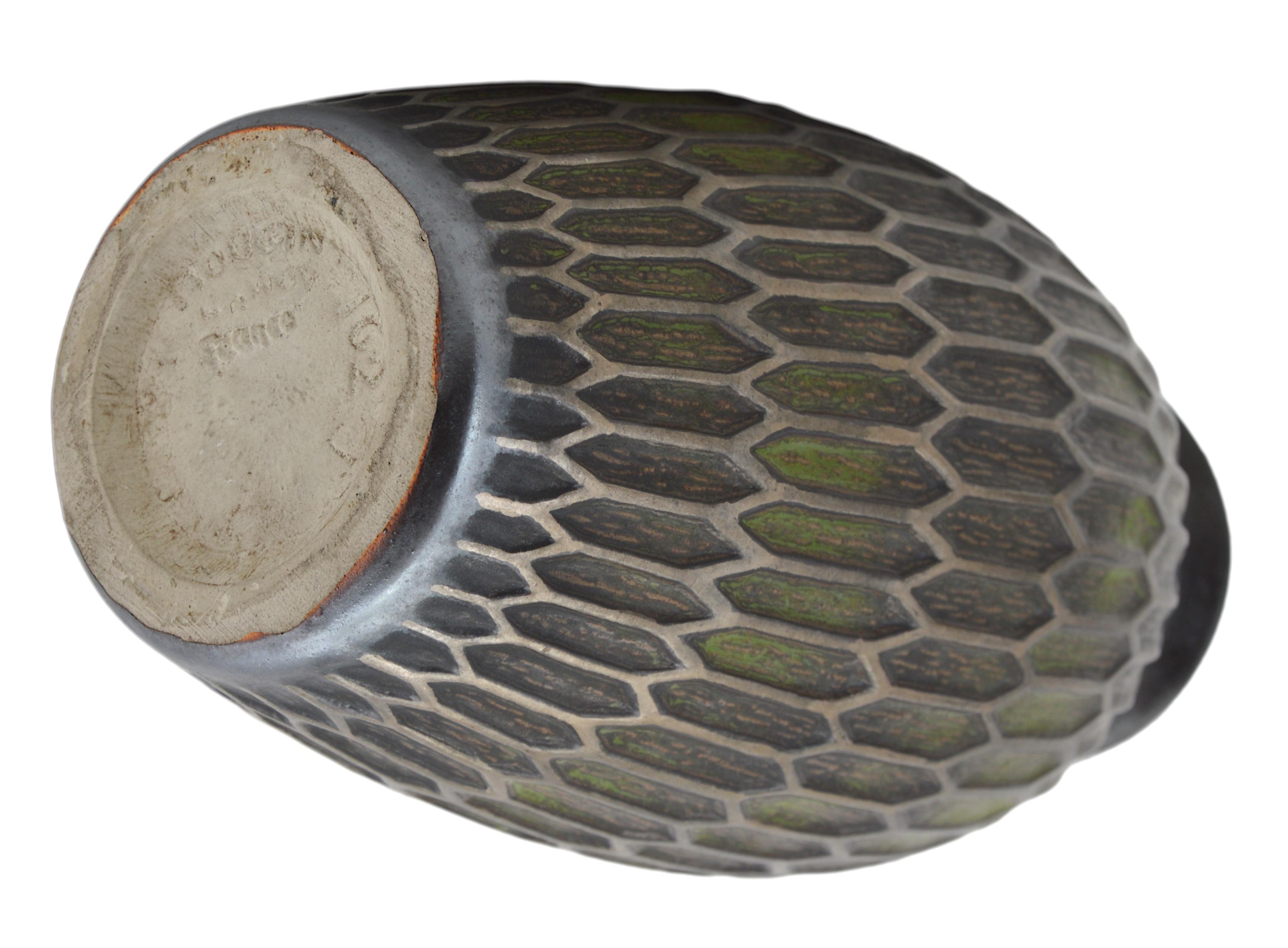 Inizio XX secolo Joseph Mougin Vaso Art Deco francese, Nido d'ape, Nancy 1920 in vendita