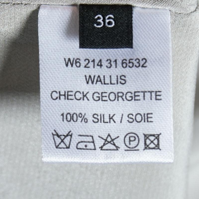 Joseph - Top Wallis en géorgette à carreaux multicolores et superposition de laine grise S Bon état - En vente à Dubai, Al Qouz 2