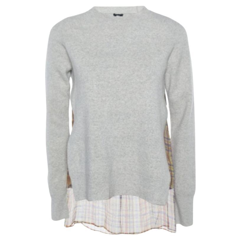 Joseph - Top Wallis en géorgette à carreaux multicolores et superposition de laine grise S en vente