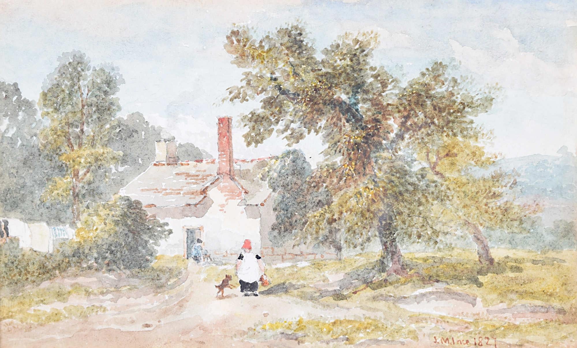 Joseph Murray Ince Welsh Border Cottage Summer 1827 watercolour Wales Georgian