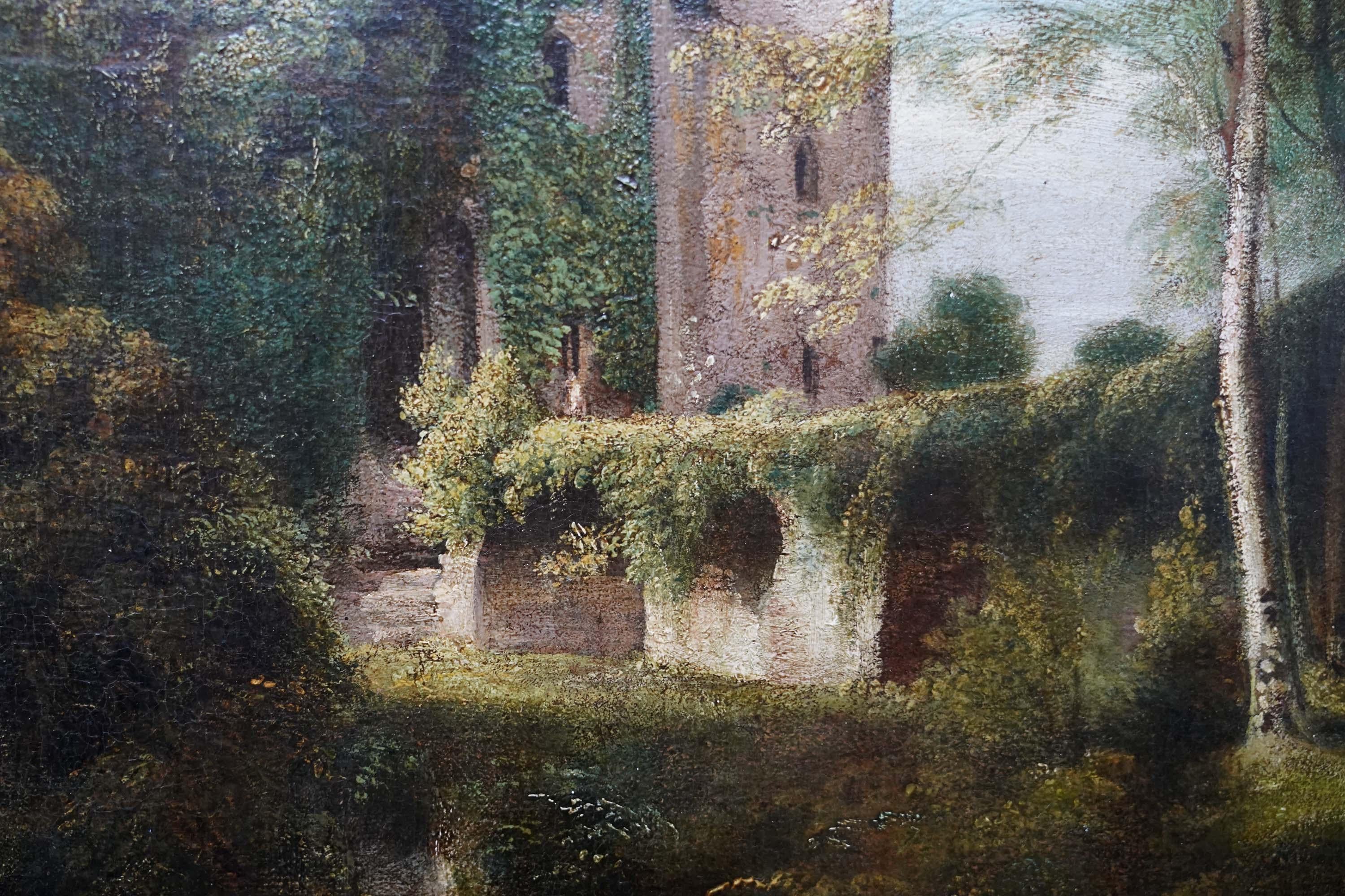 Castello di Raglan - Wales and Wales - pittura ad olio di paesaggio dell'arte britannica del XIX secolo in vendita 2