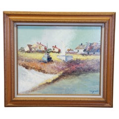 Joseph Nagy Impressionist Nautical Sailboat Boat Landscape Oil Painting 32"