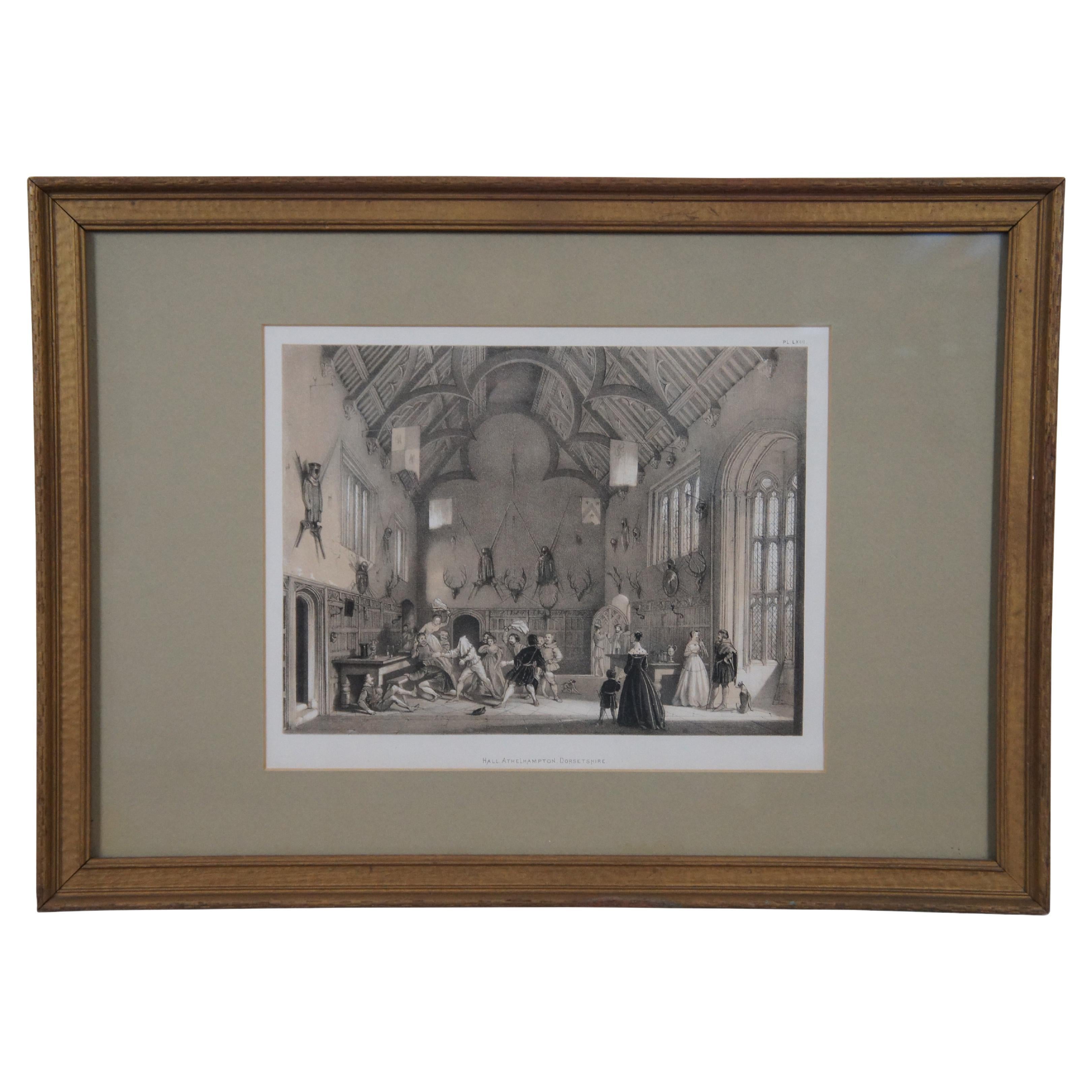 Joseph Nash Mansions of England Hall Athelhampton Dorsetshire Lithographie 21"