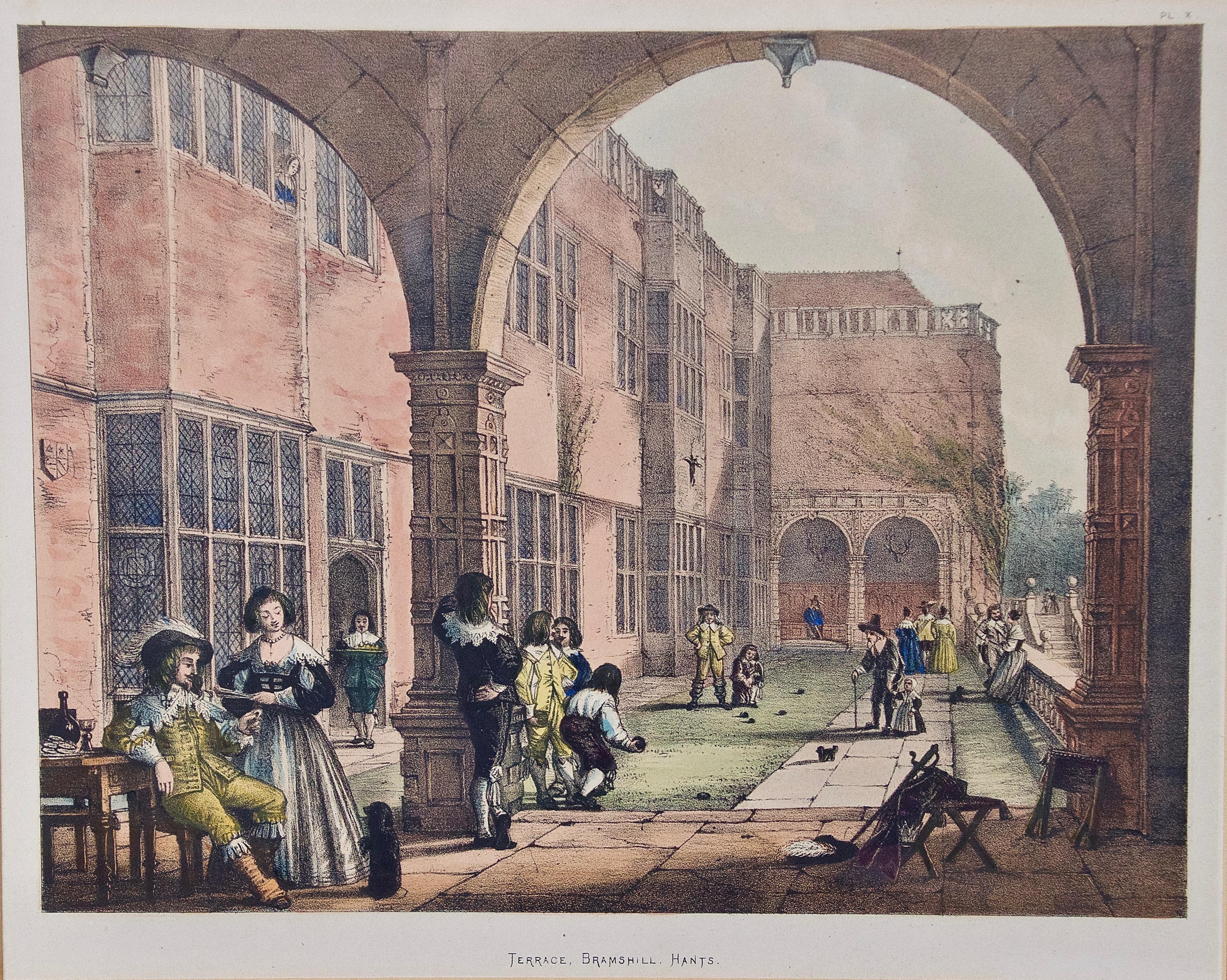 A Pair of Framed 19th Century Colored Lithographs of Tudor Scenes by Joseph Nash For Sale 6