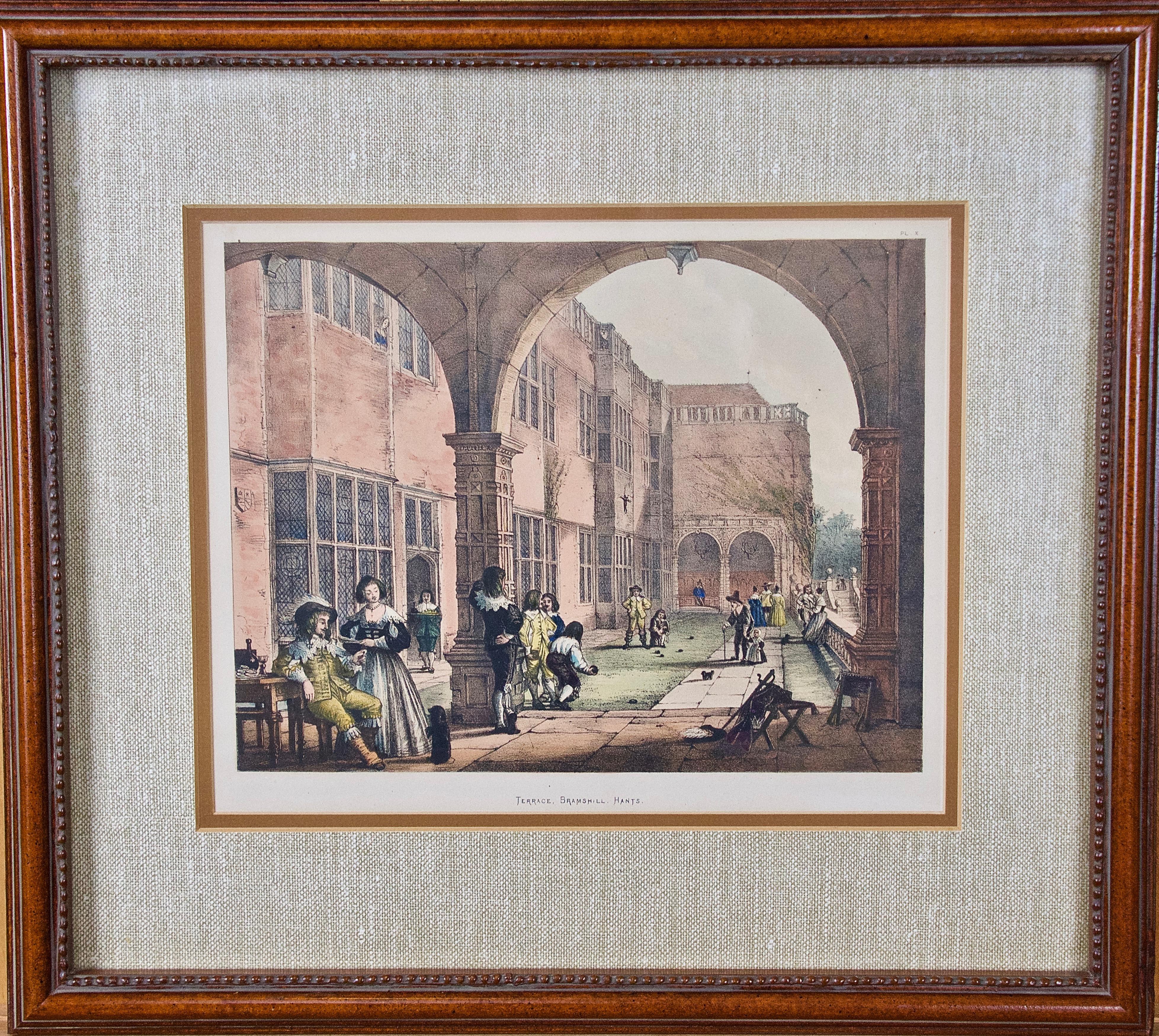 A Pair of Framed 19th Century Colored Lithographs of Tudor Scenes by Joseph Nash For Sale 5