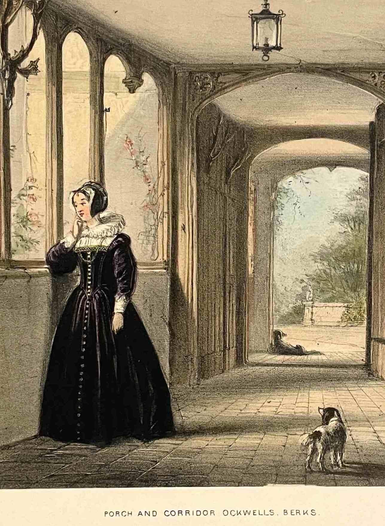 1839-49 Joseph Nash Handkolorierte Lithographie-Porzellan- und Corridor, Ockwells, Berks im Angebot 1