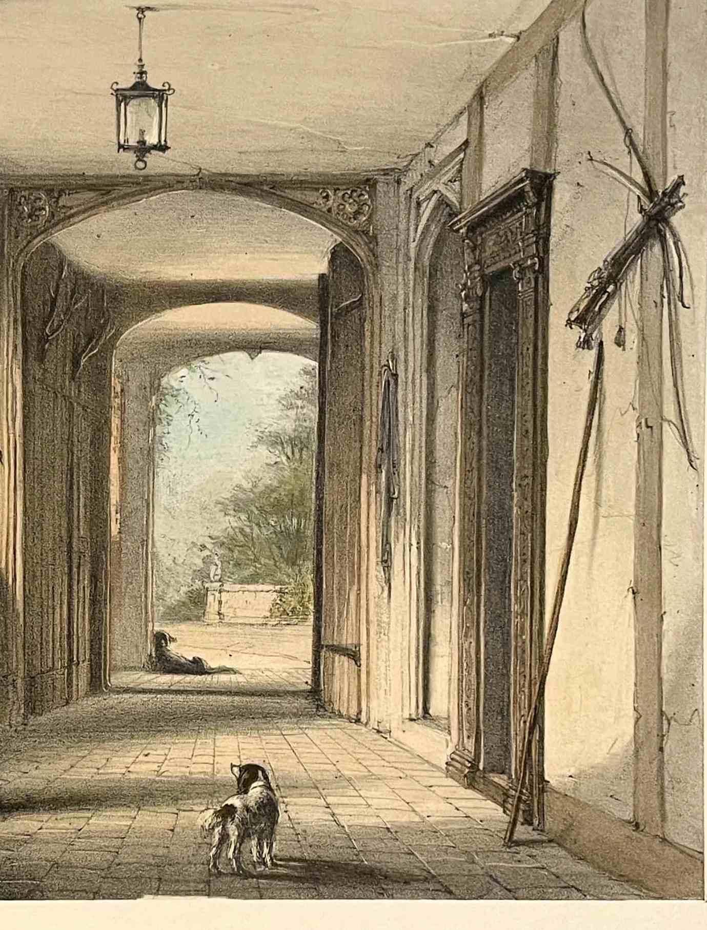 1839-49 Joseph Nash Handkolorierte Lithographie-Porzellan- und Corridor, Ockwells, Berks im Angebot 3