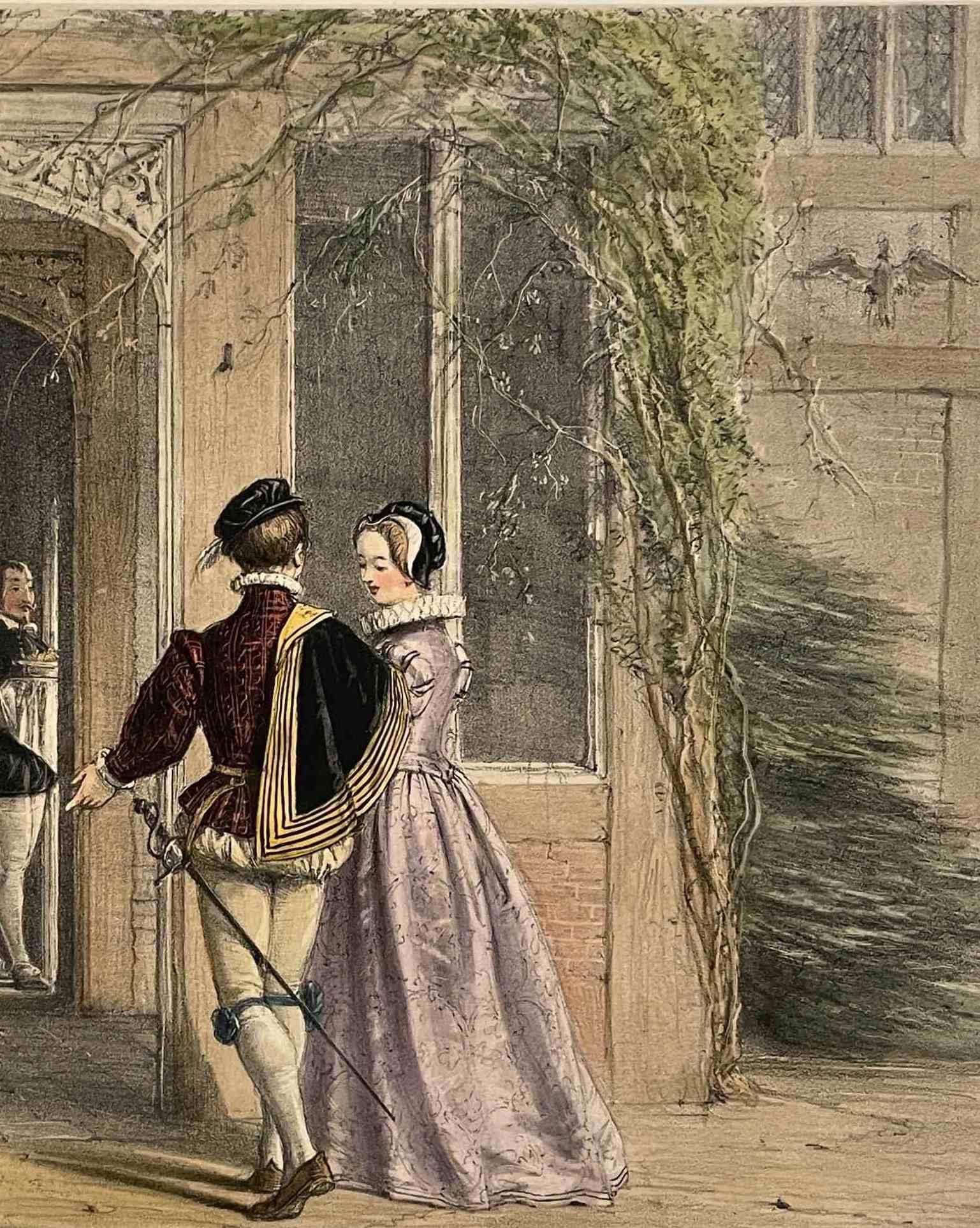 Joseph Nash ca. 1839-1849 Litografía coloreada a mano, Porche y pasillo en venta 3