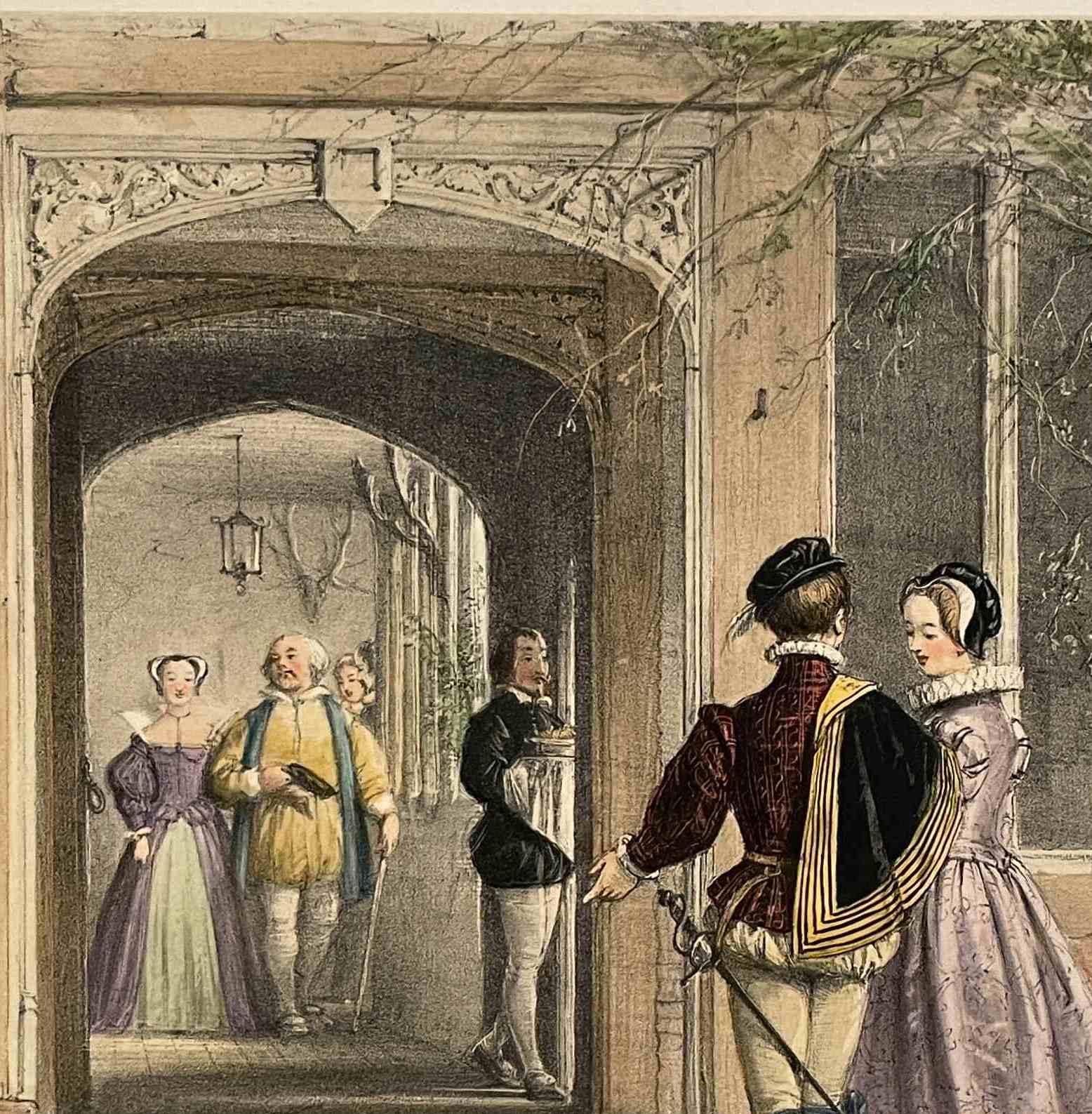 Joseph Nash ca. 1839-1849 Litografía coloreada a mano, Porche y pasillo en venta 4