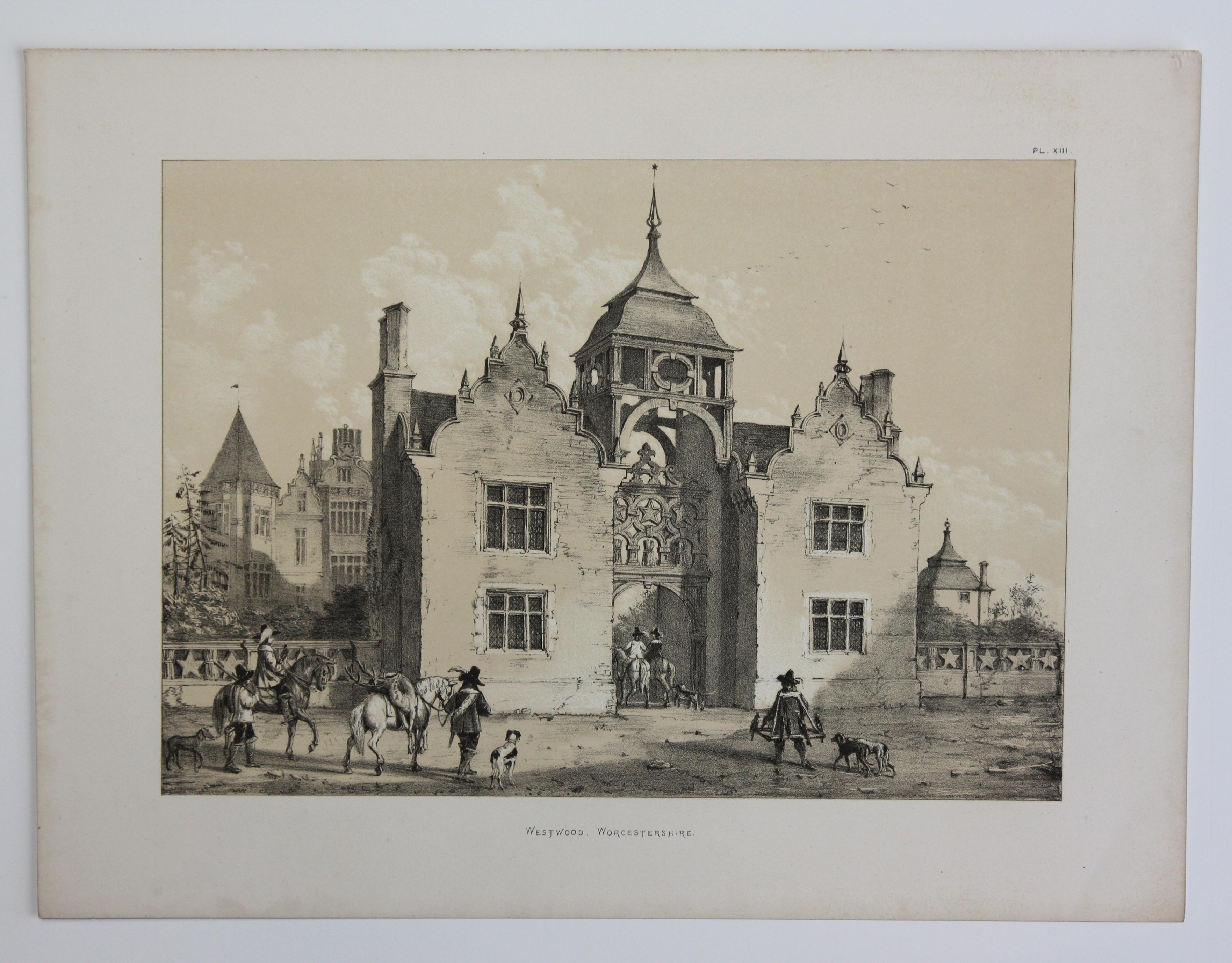 Set of Eight English Copperplate Engravings of Mansions of England, 19th Century For Sale 7