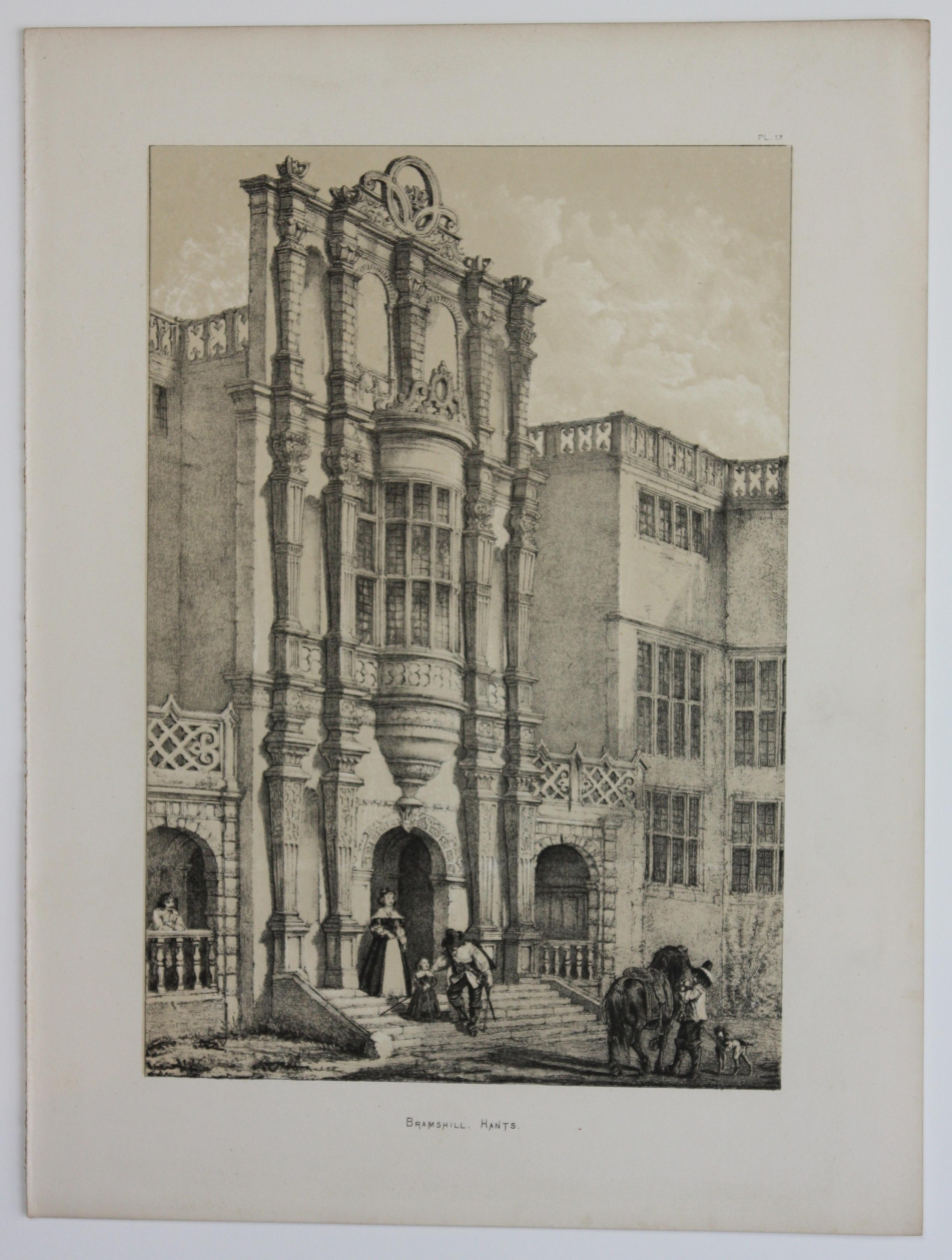 Joseph Nash Figurative Print - Set of Eight English Copperplate Engravings of Mansions of England, 19th Century