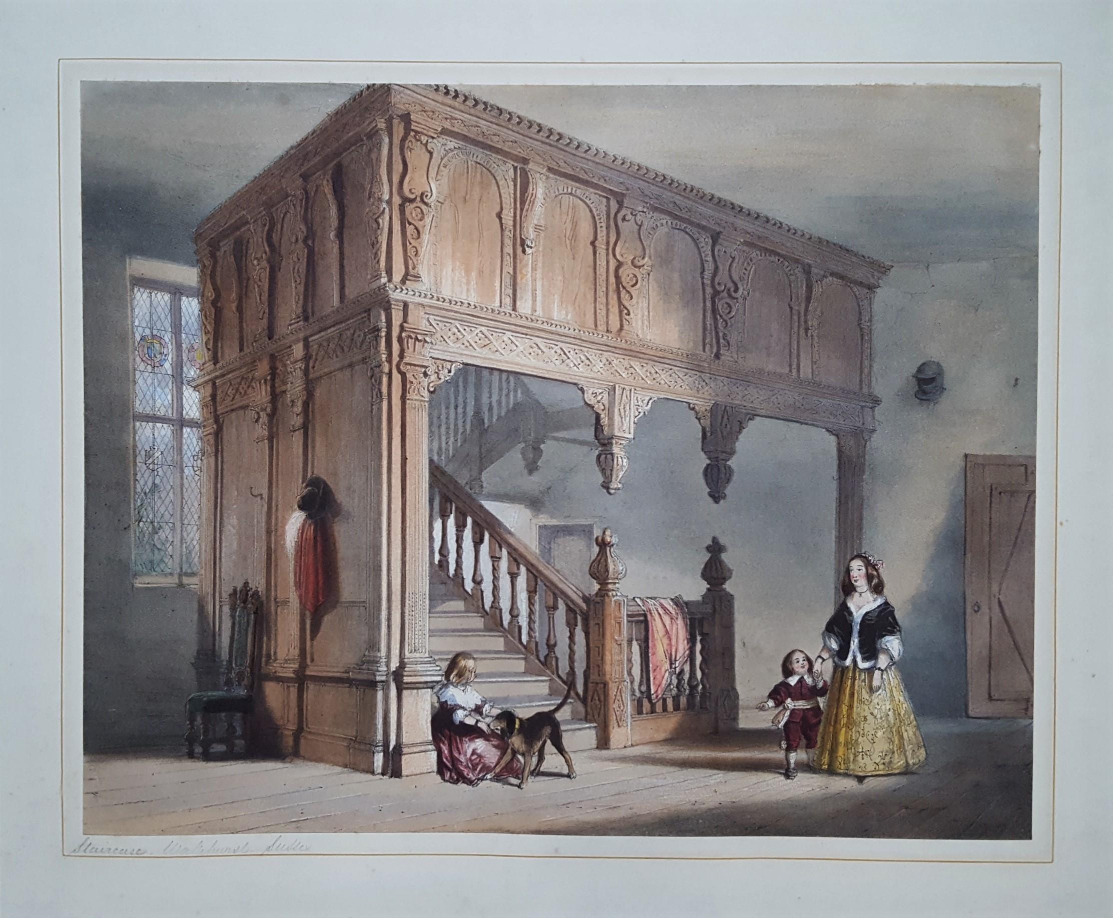 Staircase, Wakehurst, Sussex - Print by Joseph Nash