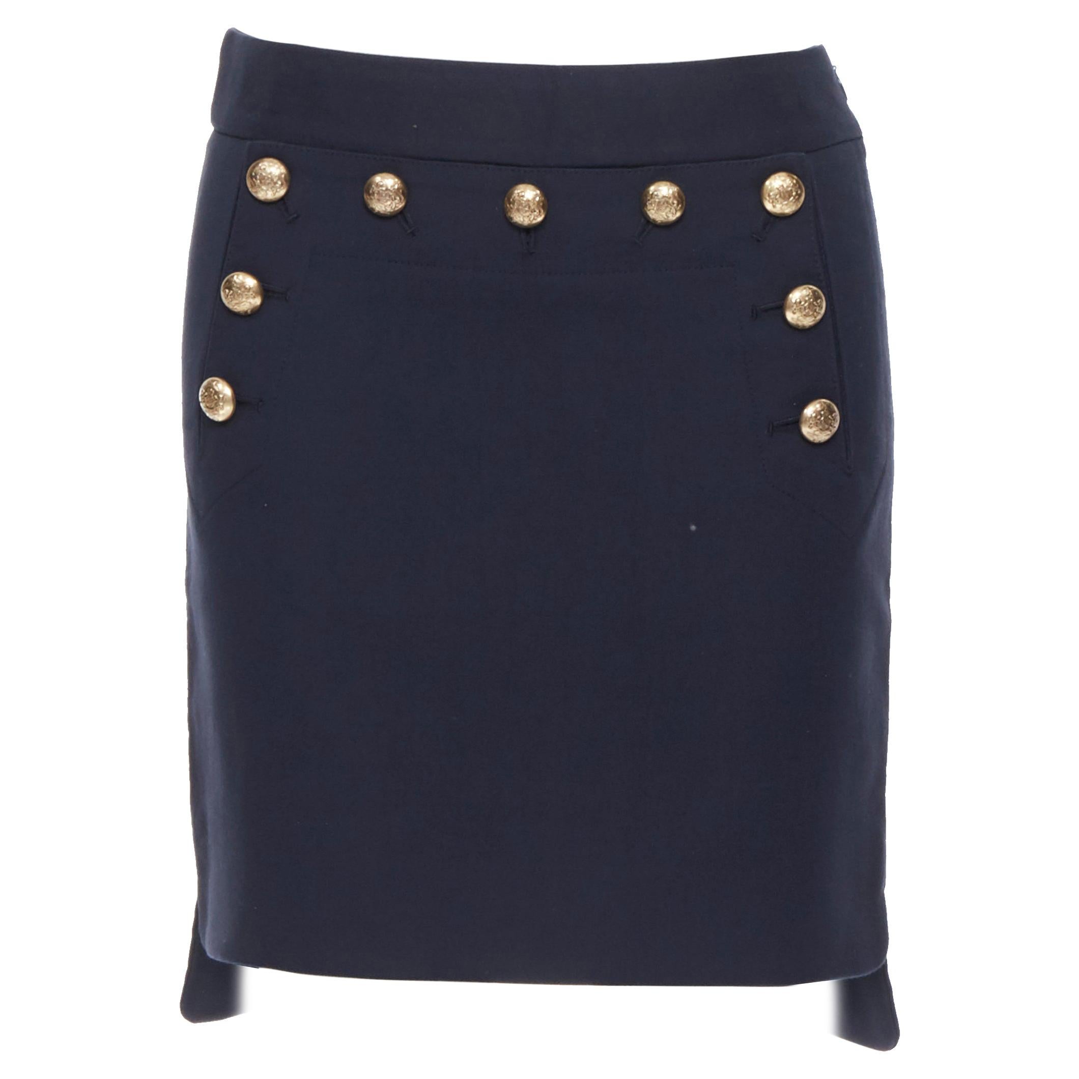 gold button skirt