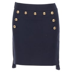 JOSEPH navy blue military gold button mini skirt FR34 XS