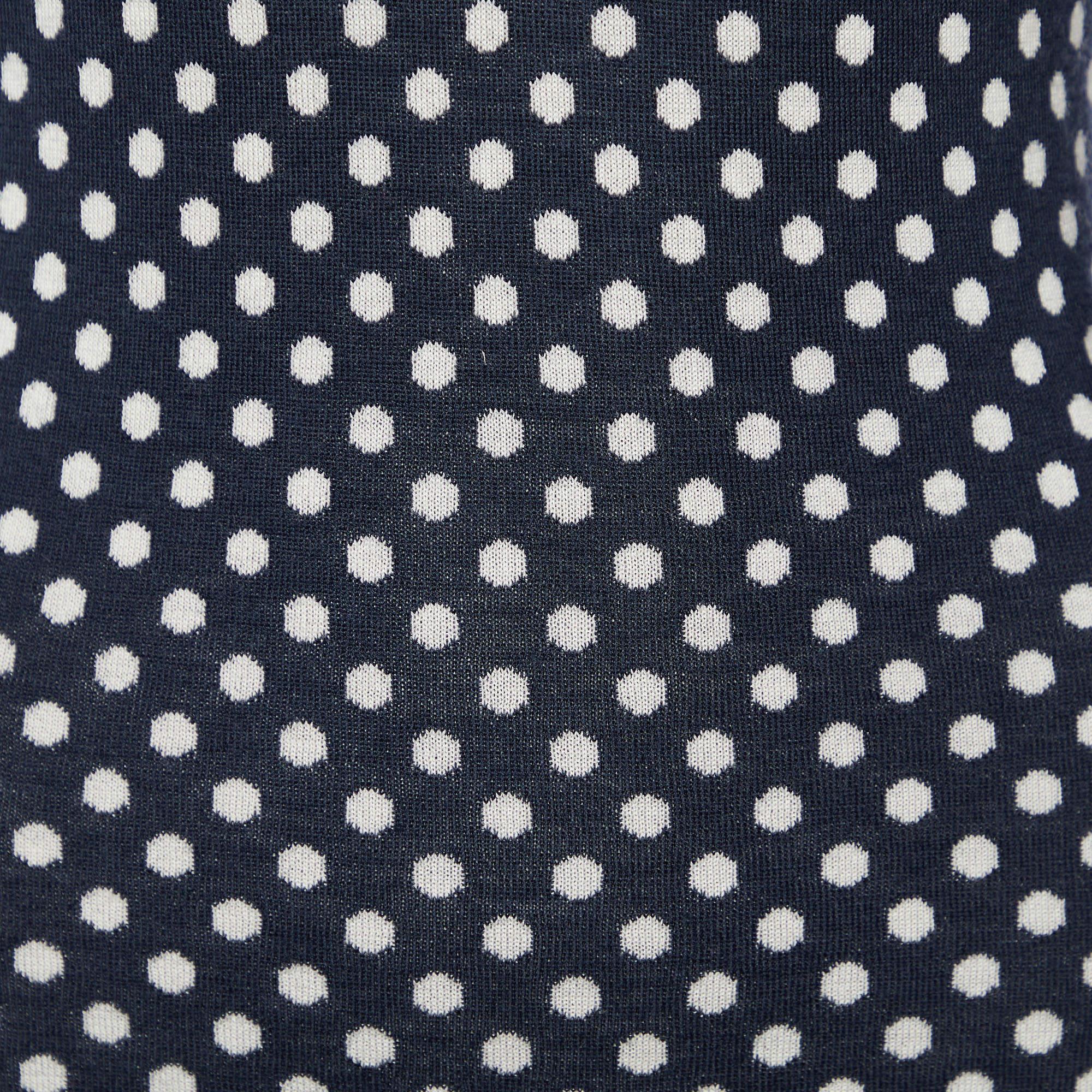 Black Joseph Navy Blue Spot Jacquard Knit Romelie Mini Dress S For Sale