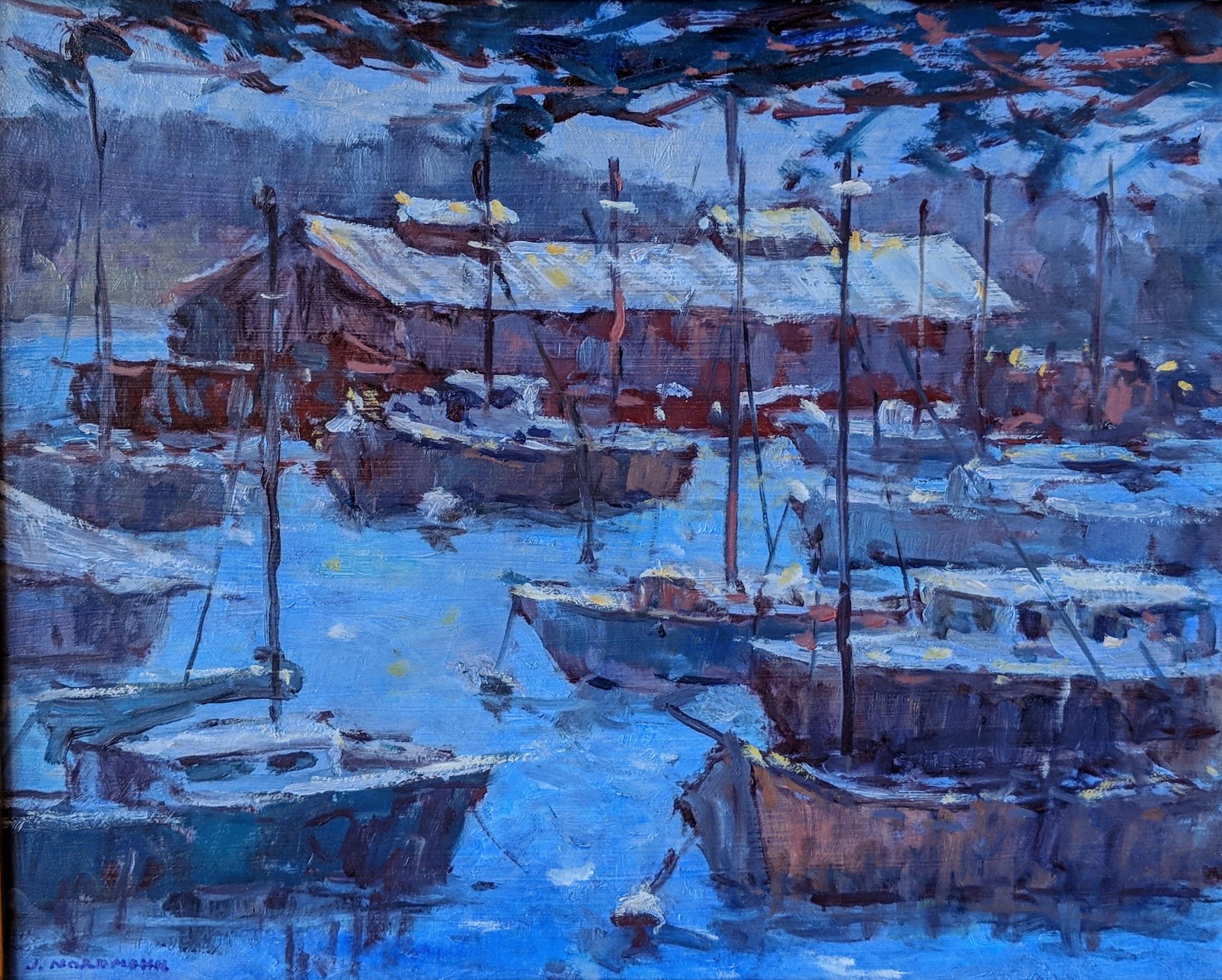Joseph Nordmann Landscape Painting - December Night - Monterey Bay