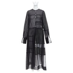 JOSEPH Odette black cotton silk blend eyelet sheer midi dress FR34 XS