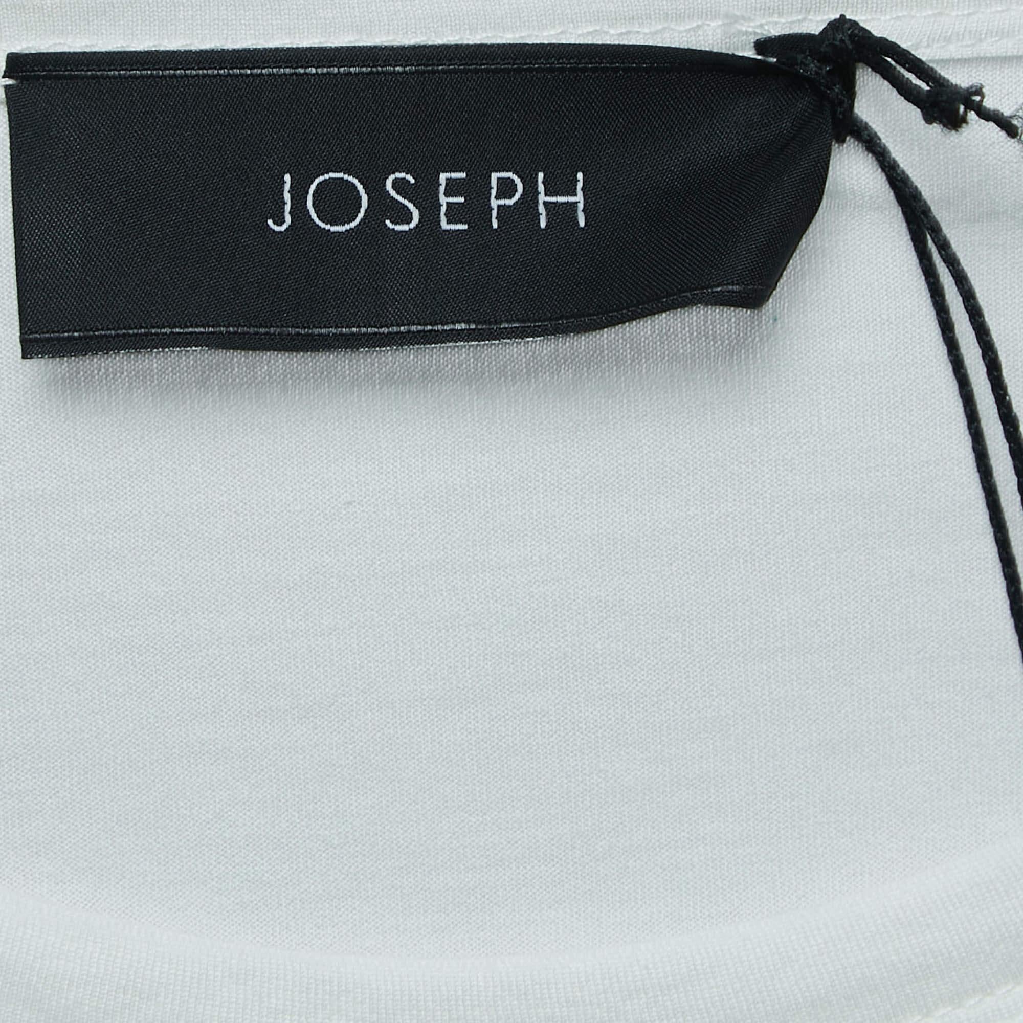 Joseph Off White Cotton Adjustable Strap Detailed Half Sleeve T-Shirt XS In Good Condition For Sale In Dubai, Al Qouz 2