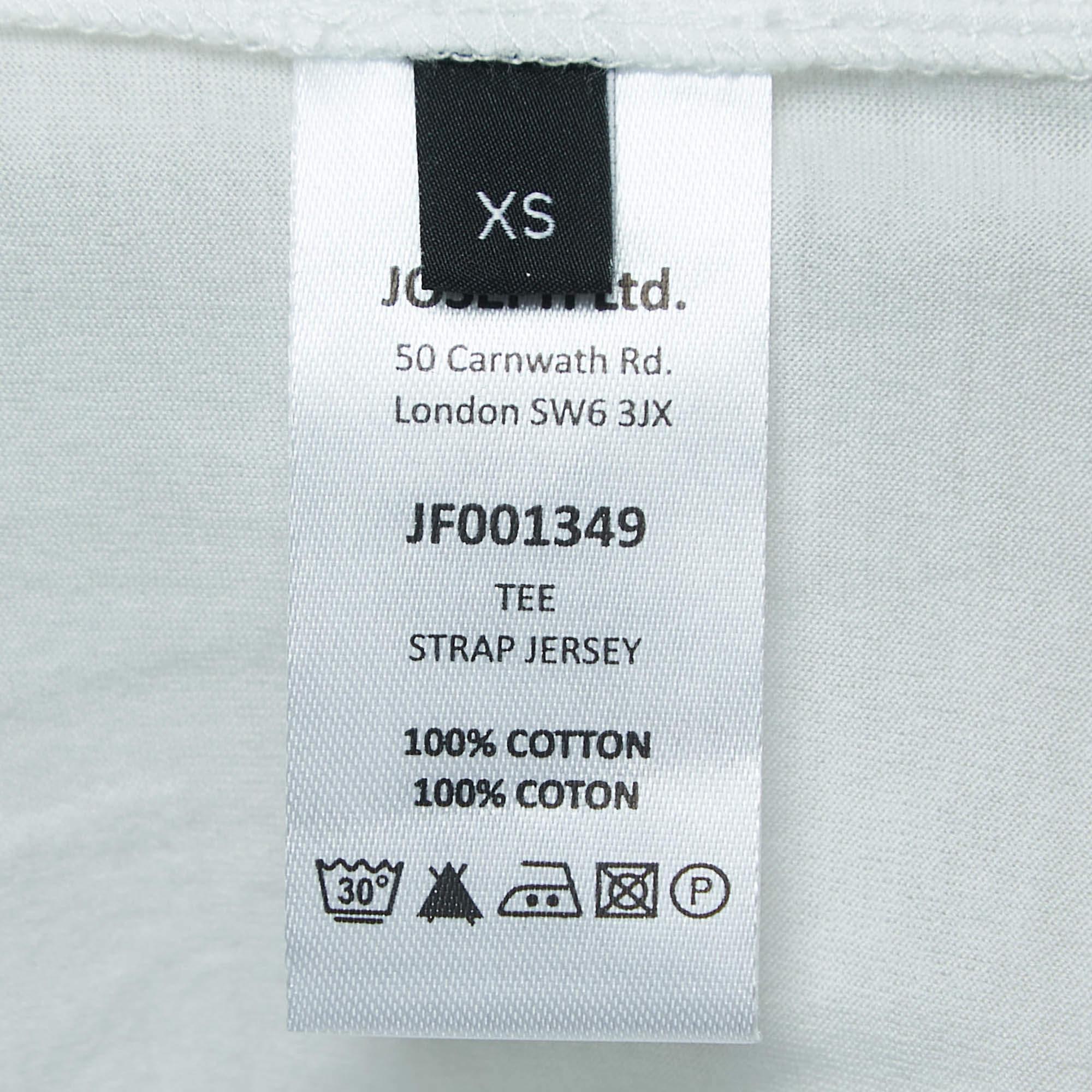 Women's Joseph Off White Cotton Adjustable Strap Detailed Half Sleeve T-Shirt XS For Sale