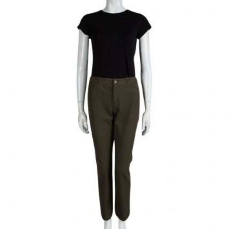 Joseph Olivgrüne Stretch-Denim-Hose mit Stiefelschliff L im Angebot 1