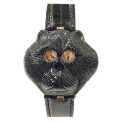 Joseph Op De Beeck Agate Gold and Direct Reading Cat Wristwatch