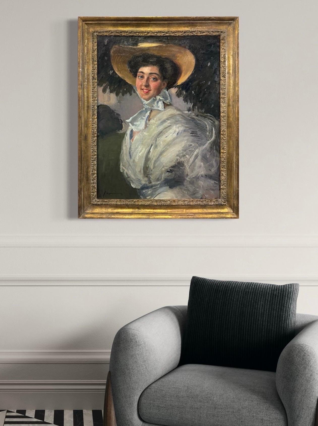 “Portrait of a Lady in White, c. 1905-10” Impressionist Edwardian Belle Époque en vente 6