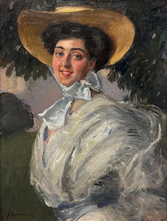 “Portrait of a Lady in White, c. 1905-10” Impressionist Edwardian Belle Époque