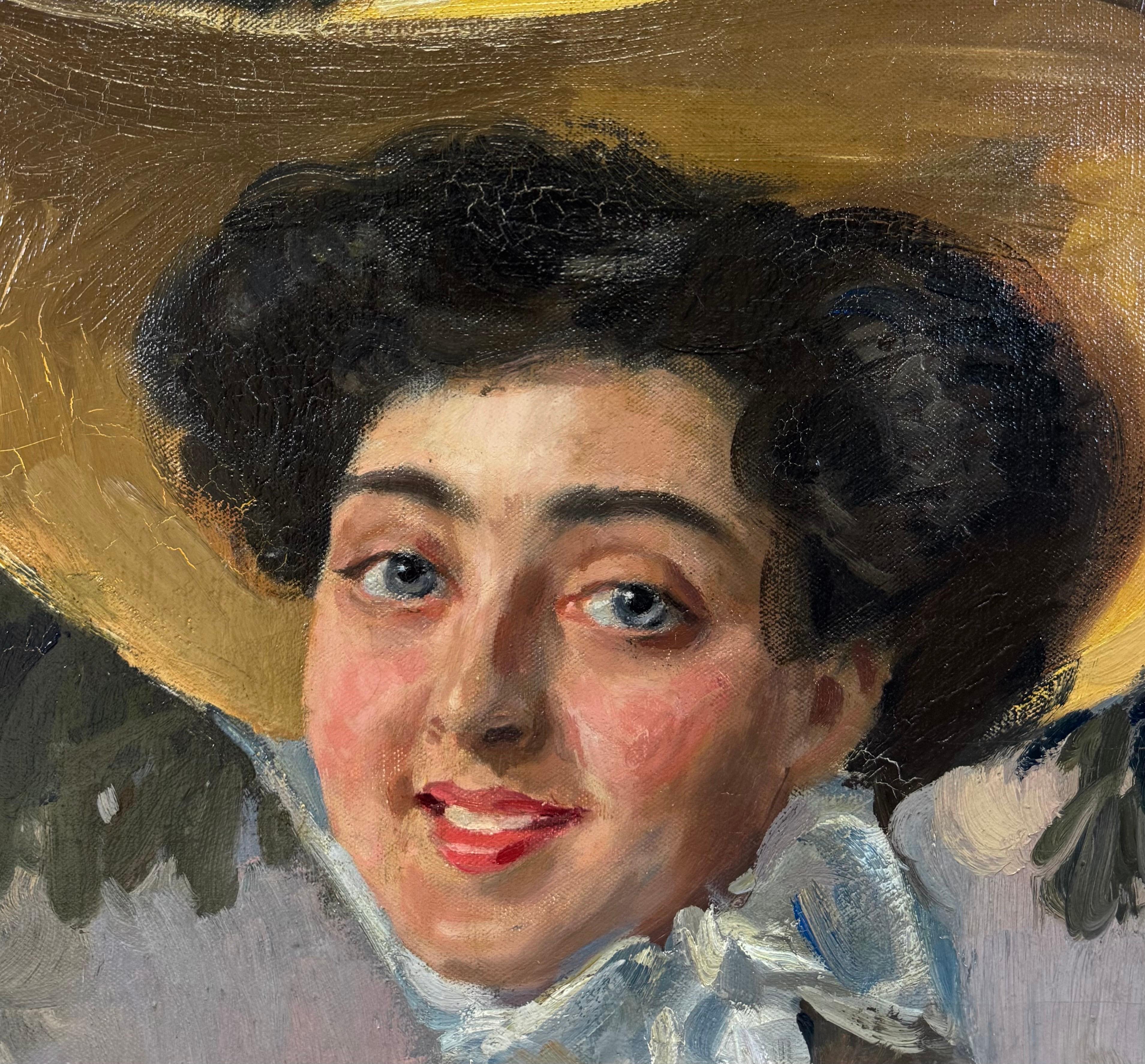 “Portrait of a Lady in White, c. 1905-10” Impressionist Edwardian Belle Époque - Impressionnisme Painting par Joseph Oppenheimer