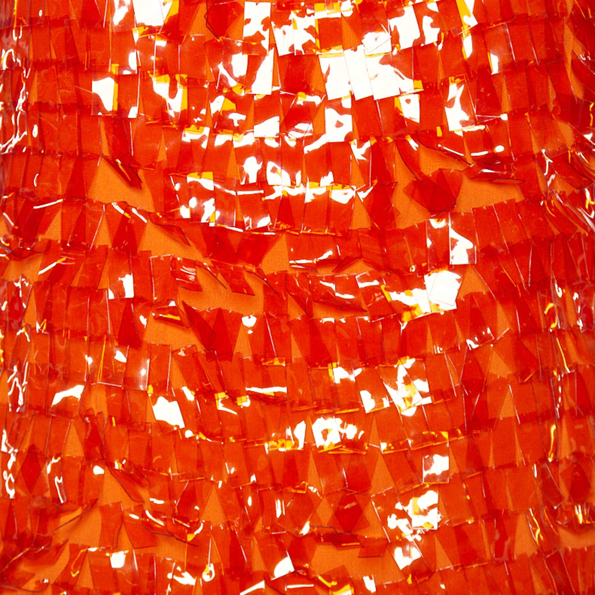 Red Joseph Orange Embellished Georgette Silk Sleeveless Shift Dress For Sale