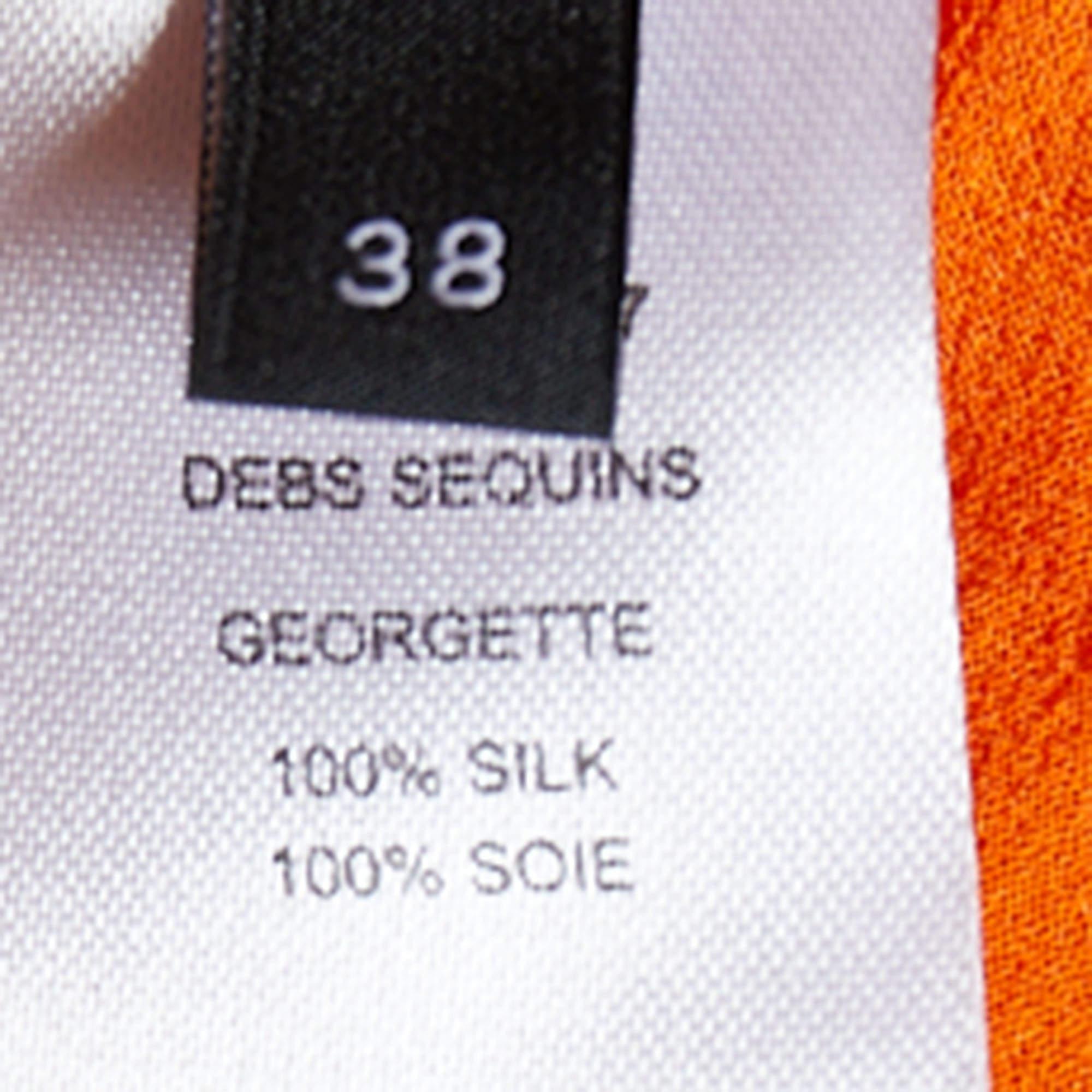Women's Joseph Orange Embellished Georgette Silk Sleeveless Shift Dress For Sale