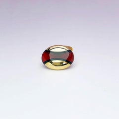 Gemelos ovalados Joseph Orlando de oro amarillo de 18 quilates con ónice negro y cornalina