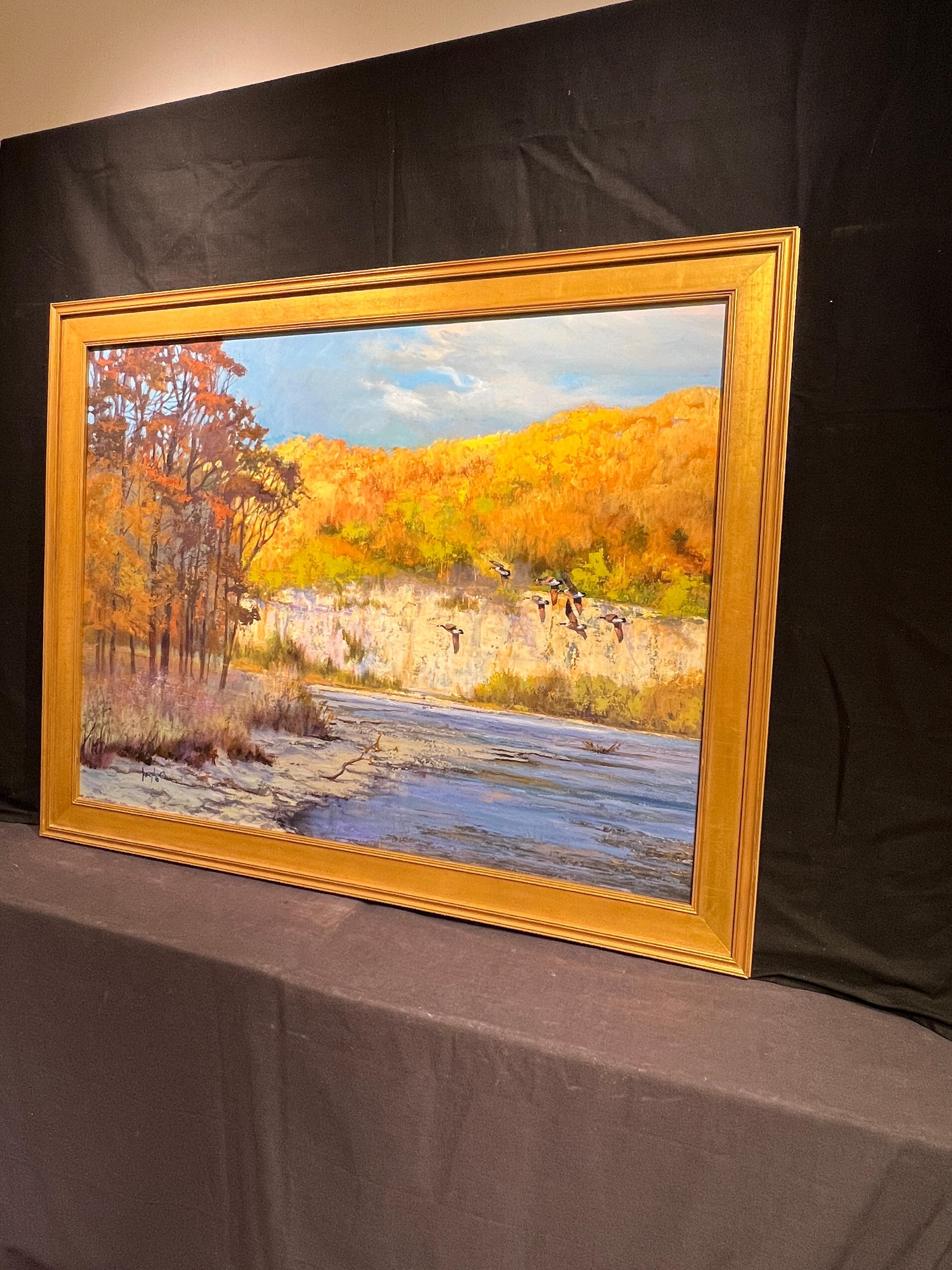 Visitantes del lago - Landscape Painting Marrón de Joseph Orr
