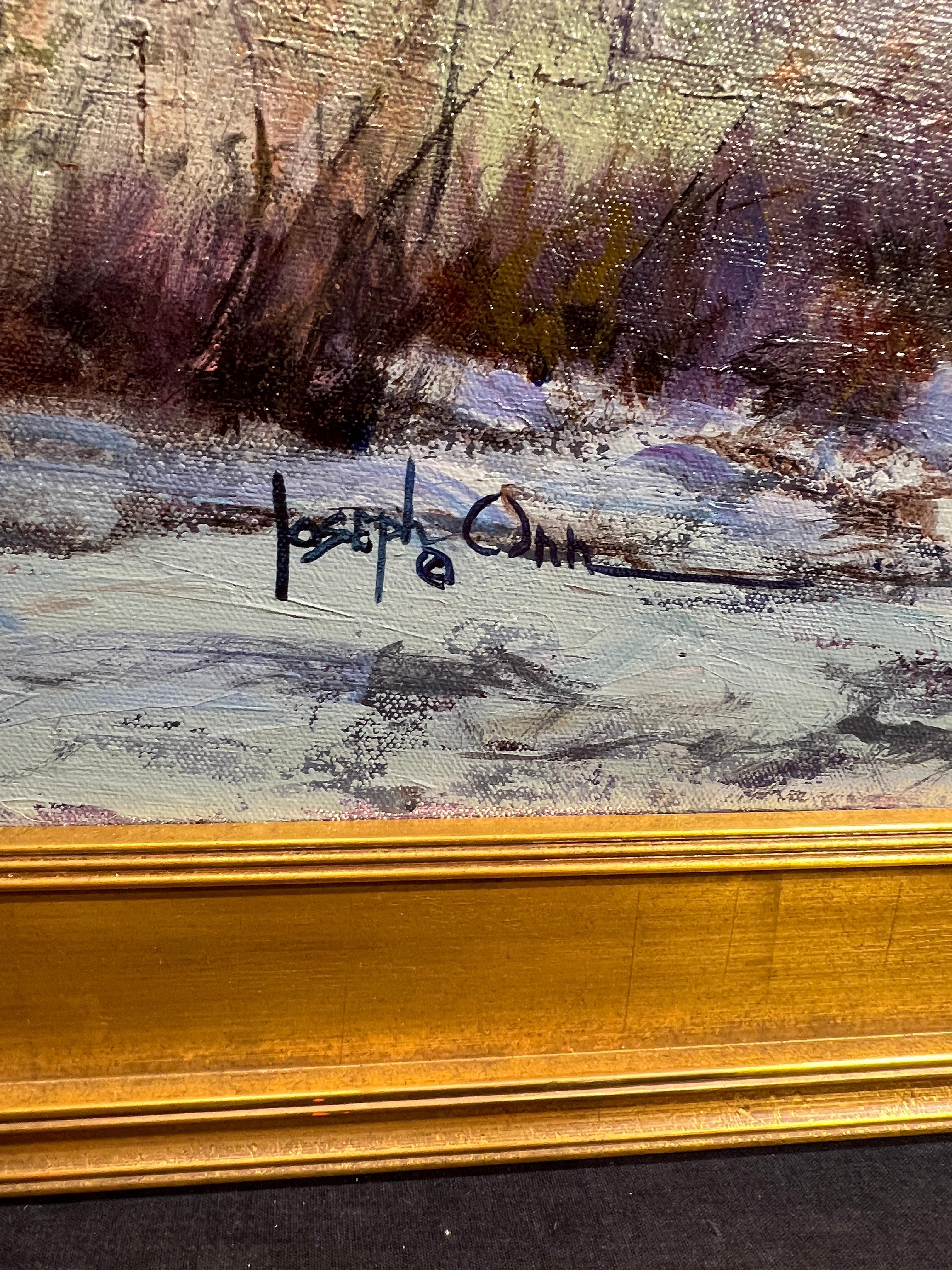 Joseph Orr (japonés, estadounidense, n. 1949)
Visitantes del lago
Firmado abajo a la izquierda
30 x 40 pulgadas
35,5 x 45,5 pulgadas con marco

Nacido en Tokio, Japón, el 31 de octubre de 1949, Joseph vivió sus primeros años en un orfanato