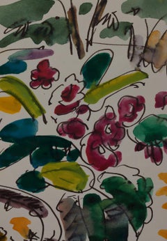 Nature morte au bol de fruits du 20e siècle, aquarelle, artiste de Cleveland