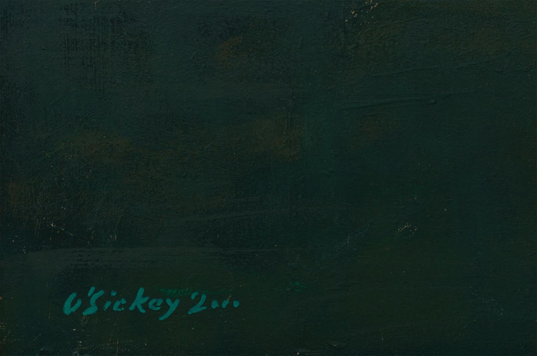 Alla scuderia, scena di paesaggio con cavallo e fantino - Animal Painting Nero di Joseph O'Sickey