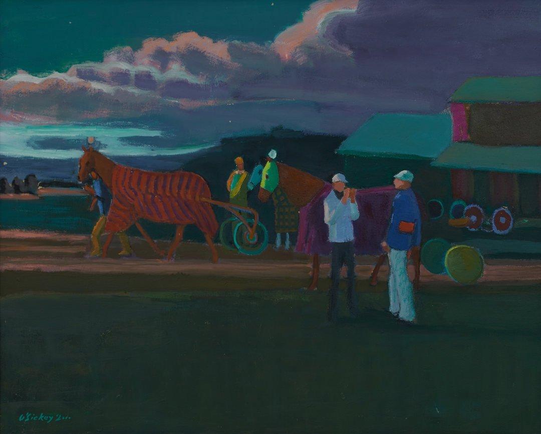 At the Stable, Landscape Scene with Horse and Jockey