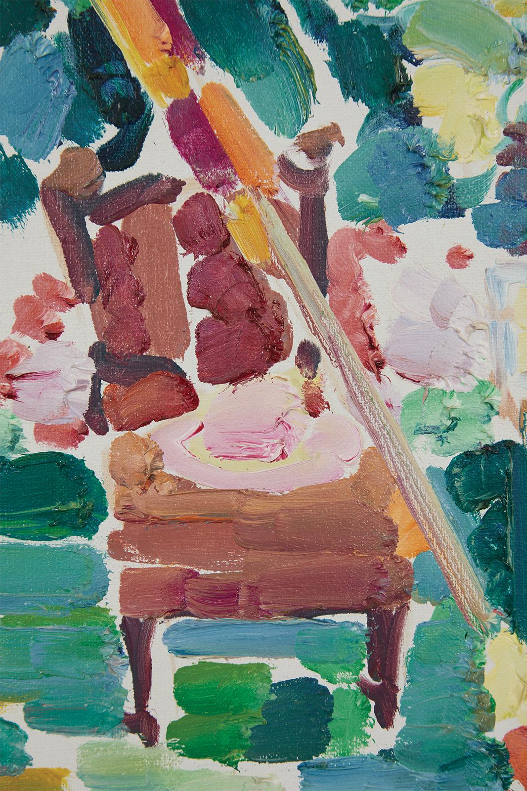 Backyard Garden Still-Life Landscape Scene, Cleveland School Artist - Post-Impressionist Painting by Joseph O'Sickey