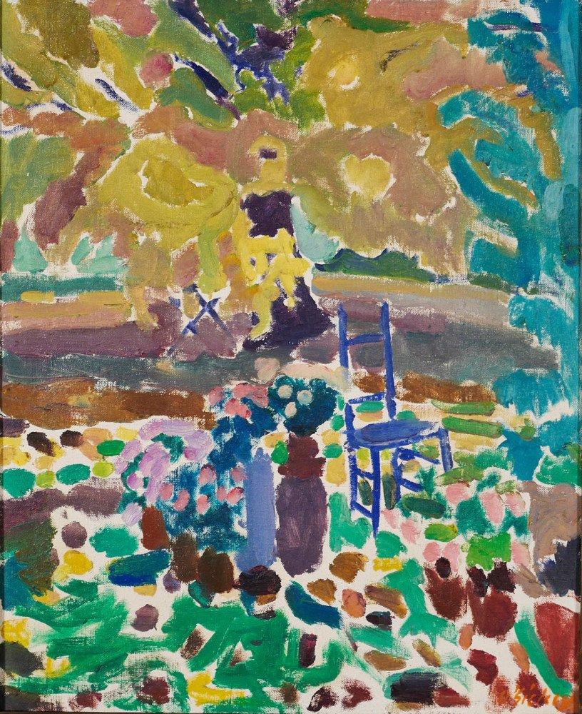 Landscape Painting Joseph O'Sickey - Nature morte de paysage colorée, post-impressionnisme du XXe siècle 
