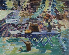 Garden Still-Life, large colorful 20th century post-impressionist painting
