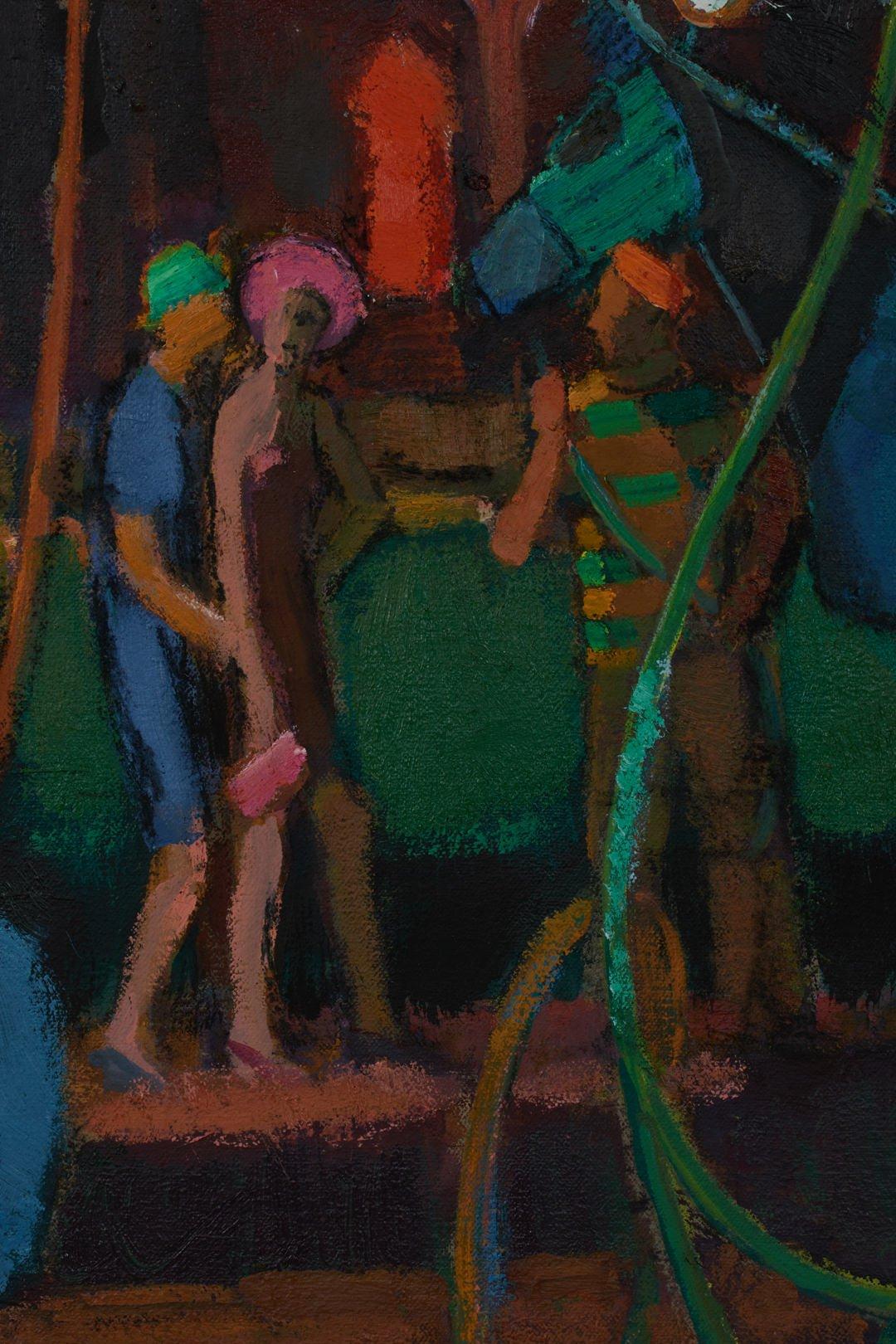 Pferd und Sulky, Tisch und Jockey-Szene (Post-Impressionismus), Painting, von Joseph O'Sickey