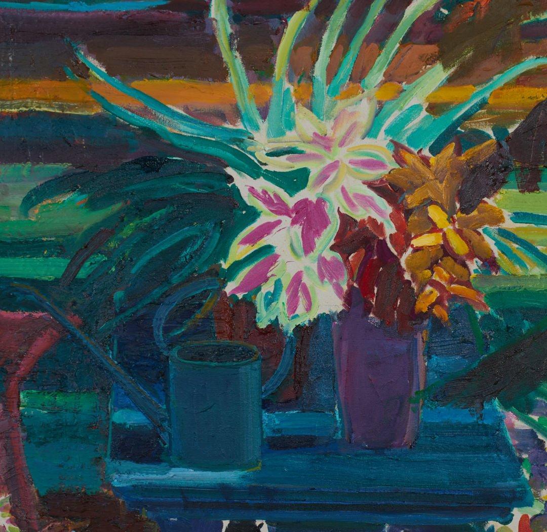 Terre d'octobre, paysage coloré, nature morte avec arbres et fleurs - Post-impressionnisme Painting par Joseph O'Sickey