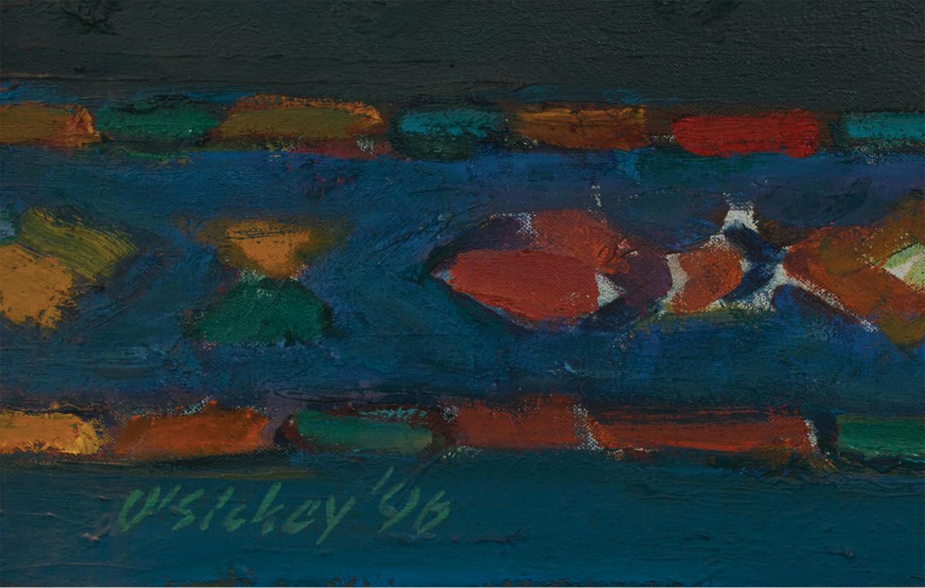 Interieur-Stillleben mit grünem Stuhl, 1996 – Postimpressionistischer Künstler aus Ohio im Angebot 1