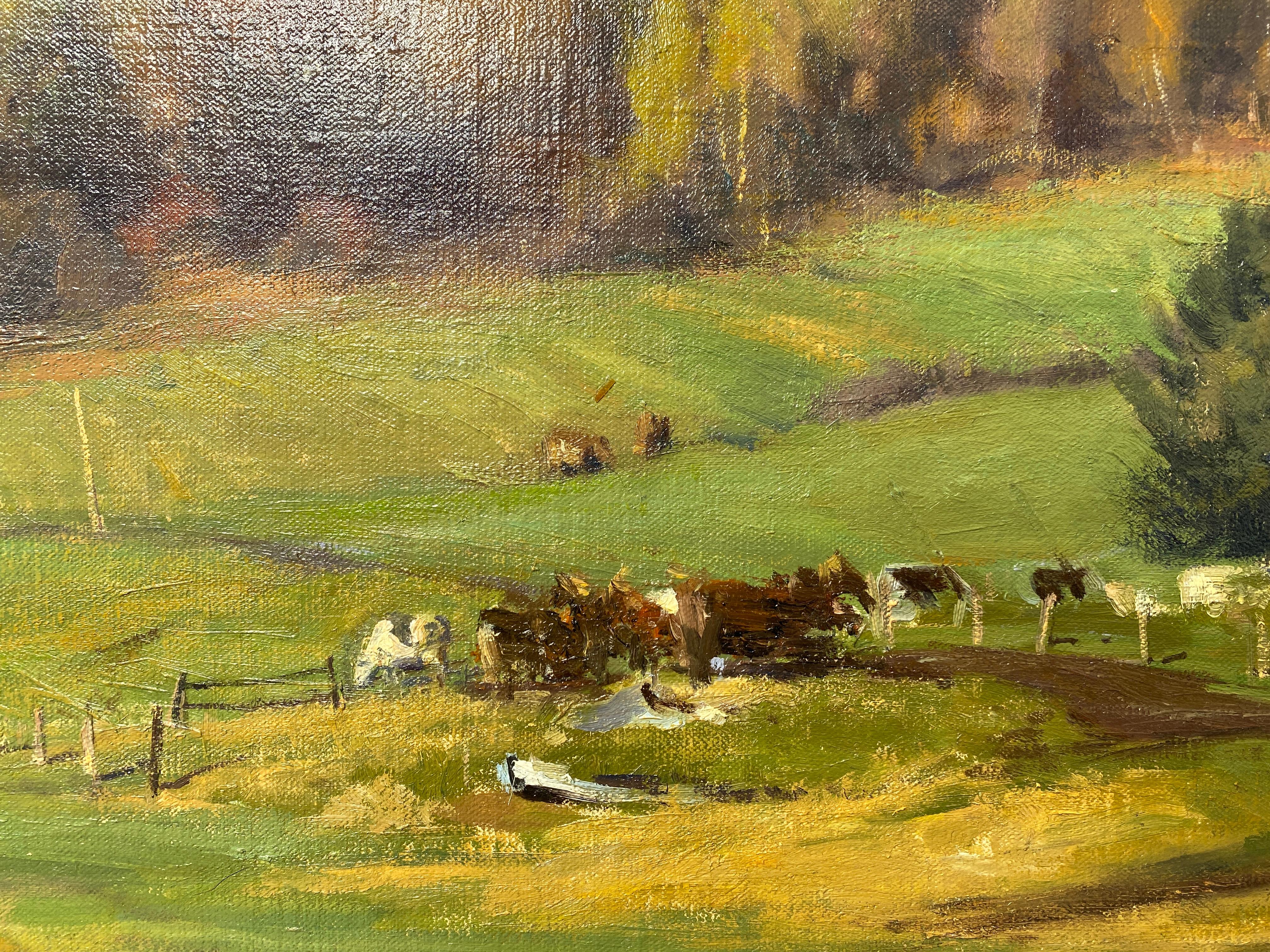 « Autumn Sun, Menomonie WI, 2015 - Peinture à l'huile réaliste américaine d'une ferme du Midwestern en vente 7