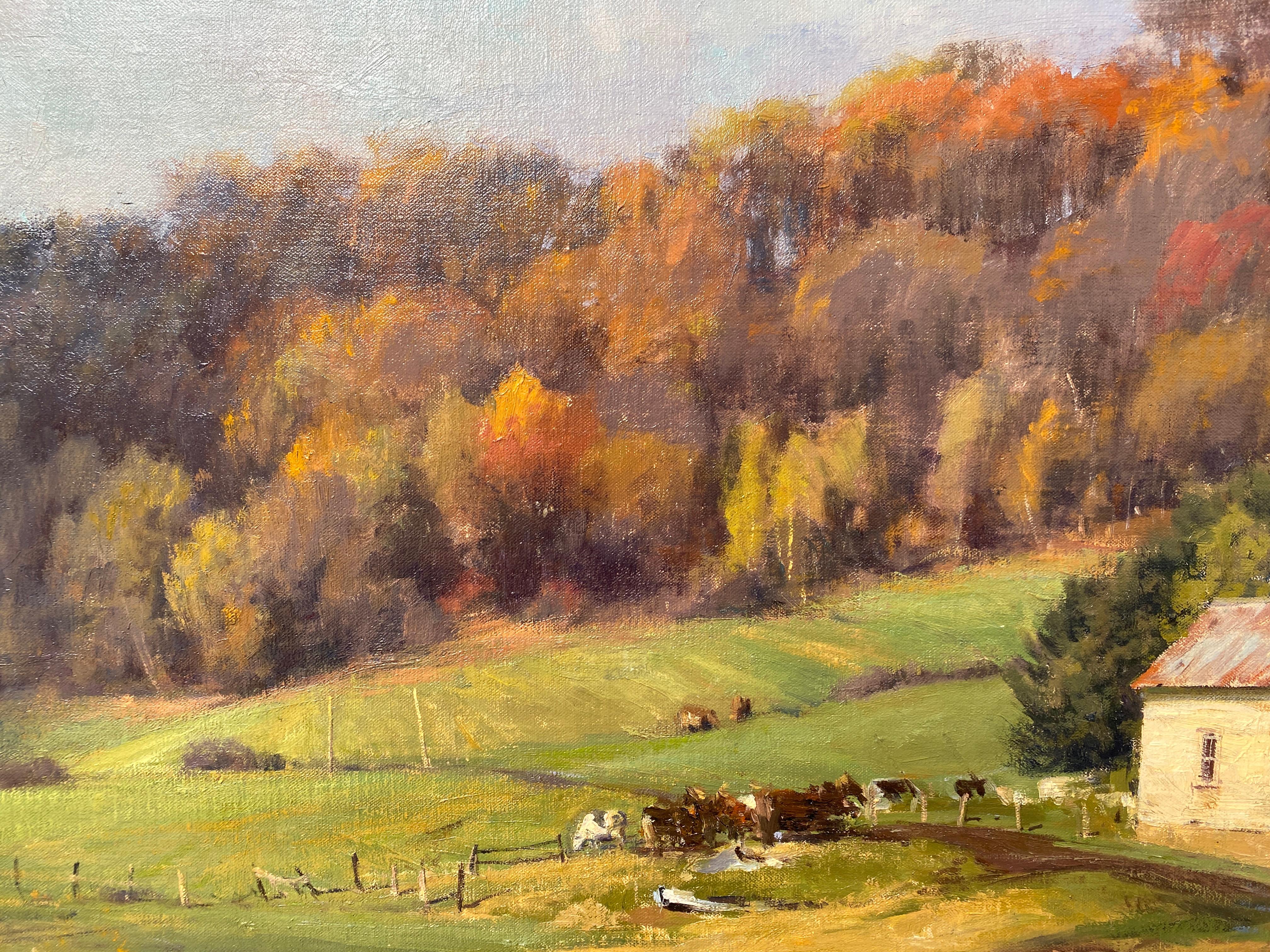 „Herbstsonne, Menomonie WI“, amerikanisches realistisches Ölgemälde einer Farm im Mittleren Westen, 2015 im Angebot 10