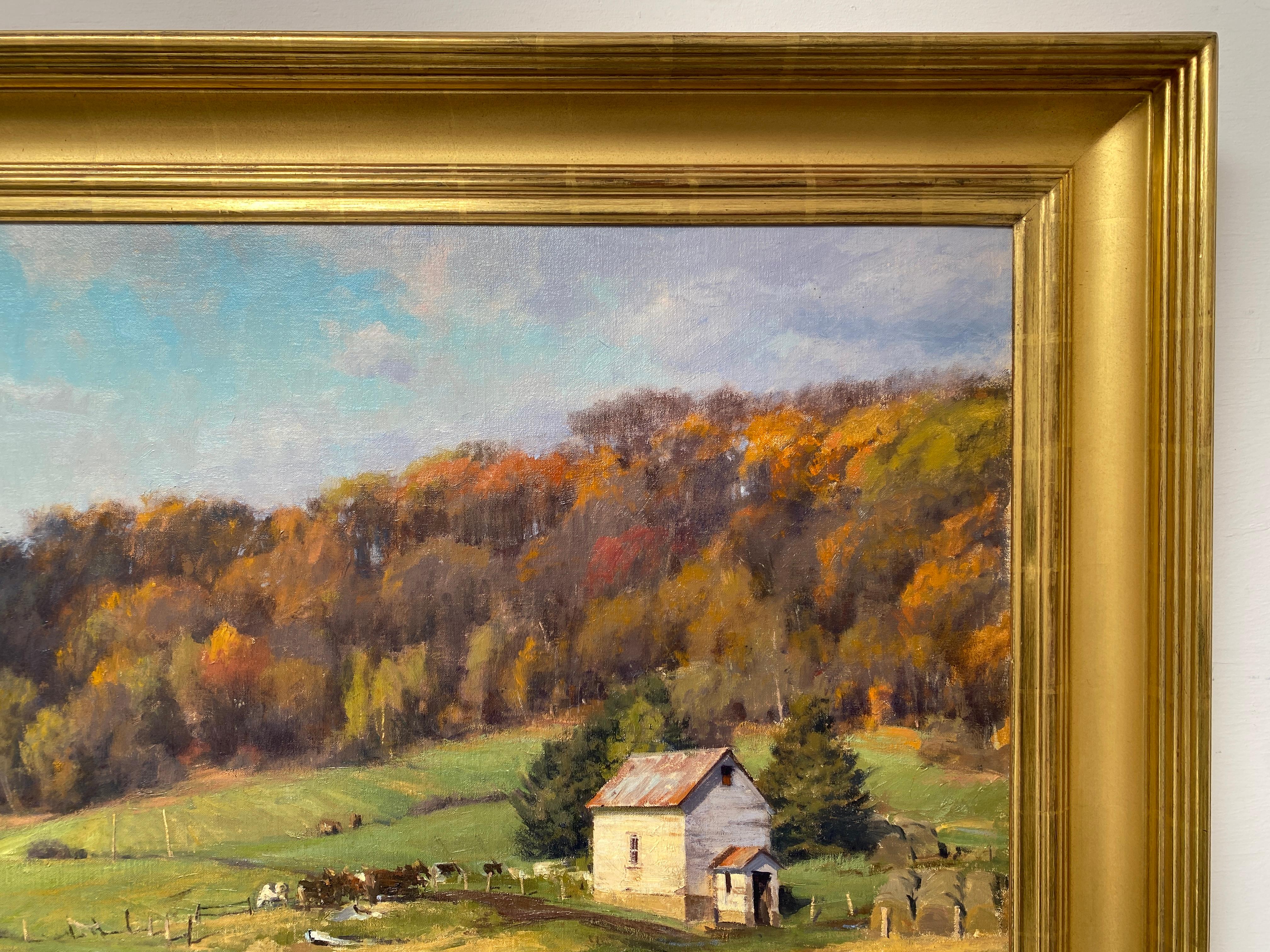« Autumn Sun, Menomonie WI, 2015 - Peinture à l'huile réaliste américaine d'une ferme du Midwestern en vente 11