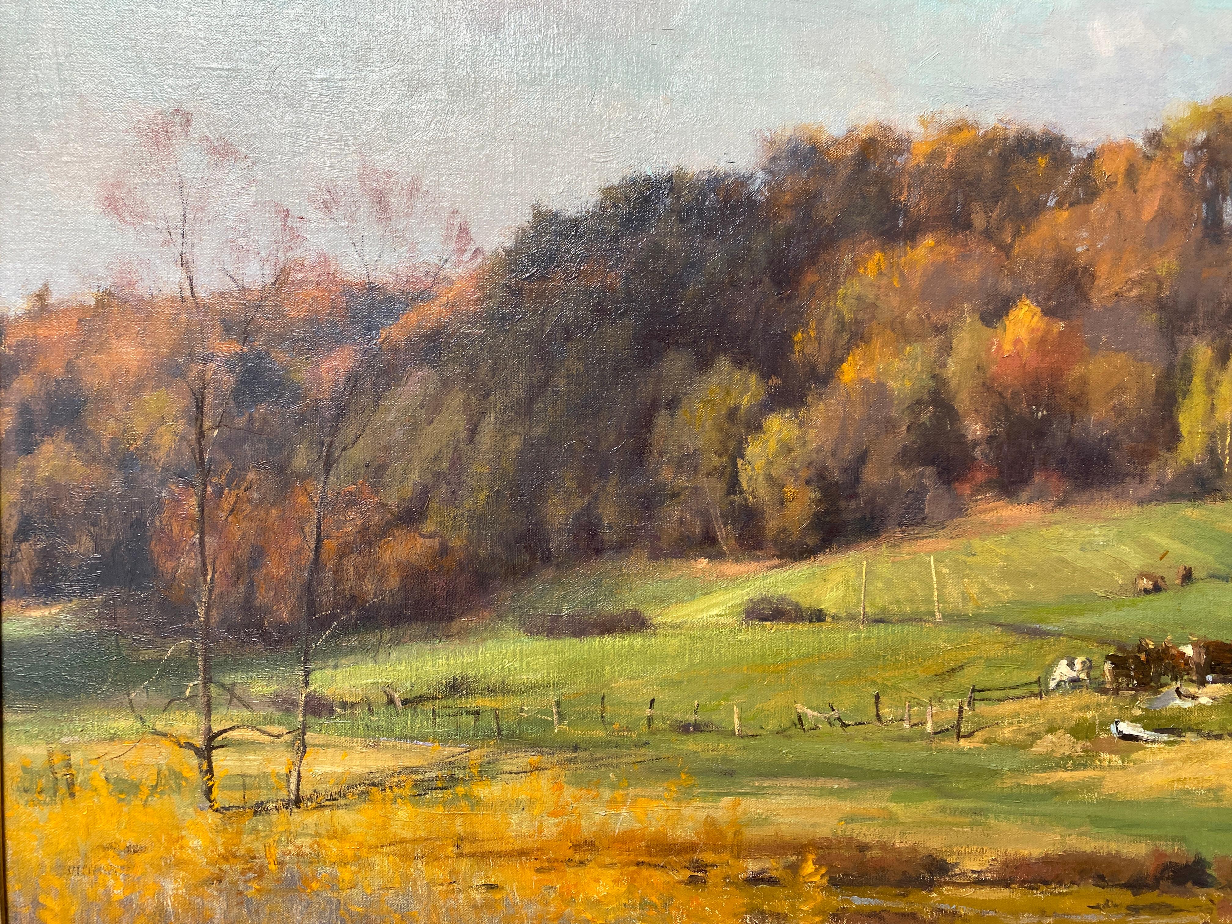 „Herbstsonne, Menomonie WI“, amerikanisches realistisches Ölgemälde einer Farm im Mittleren Westen, 2015 im Angebot 4
