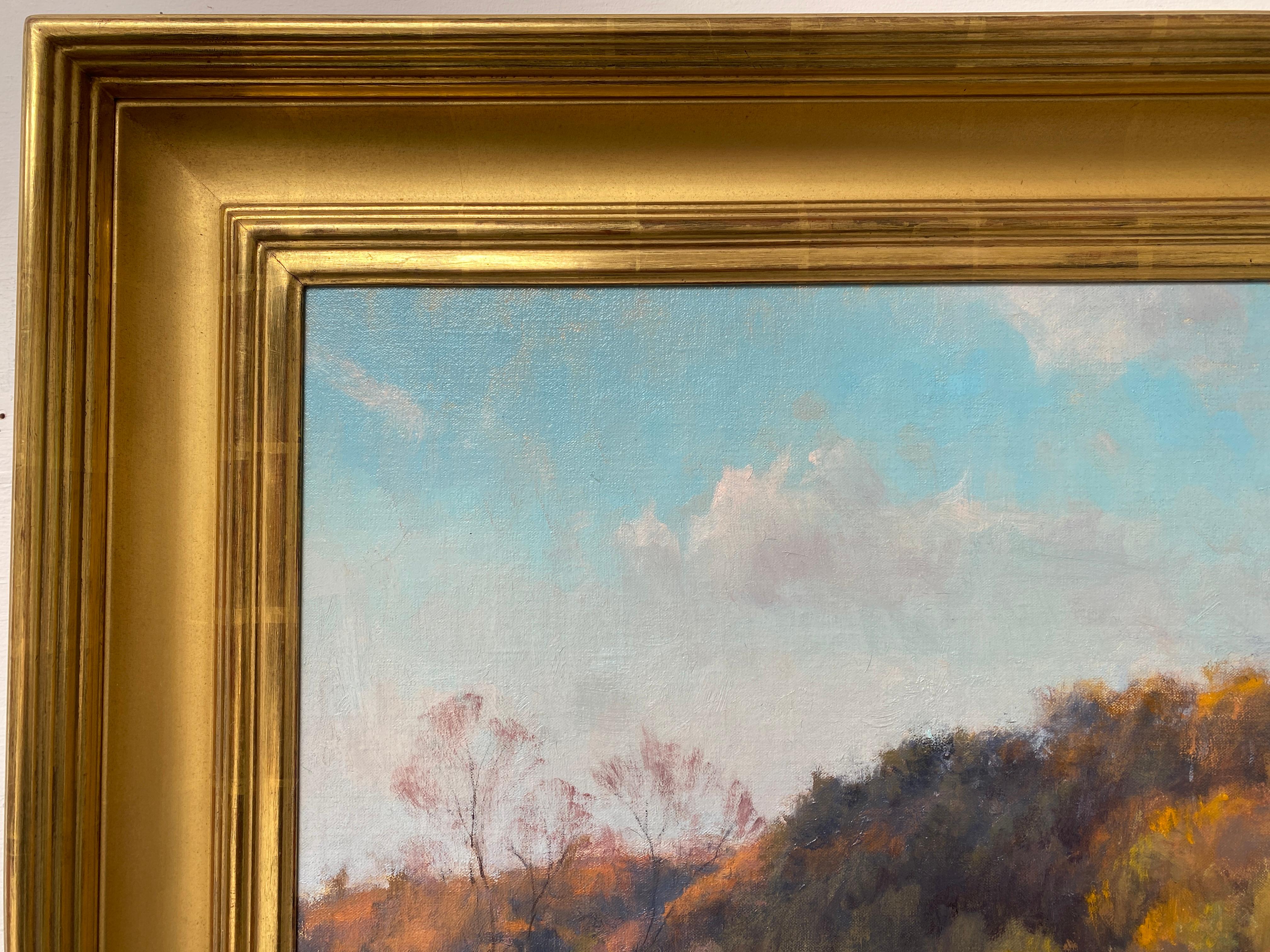 « Autumn Sun, Menomonie WI, 2015 - Peinture à l'huile réaliste américaine d'une ferme du Midwestern en vente 5