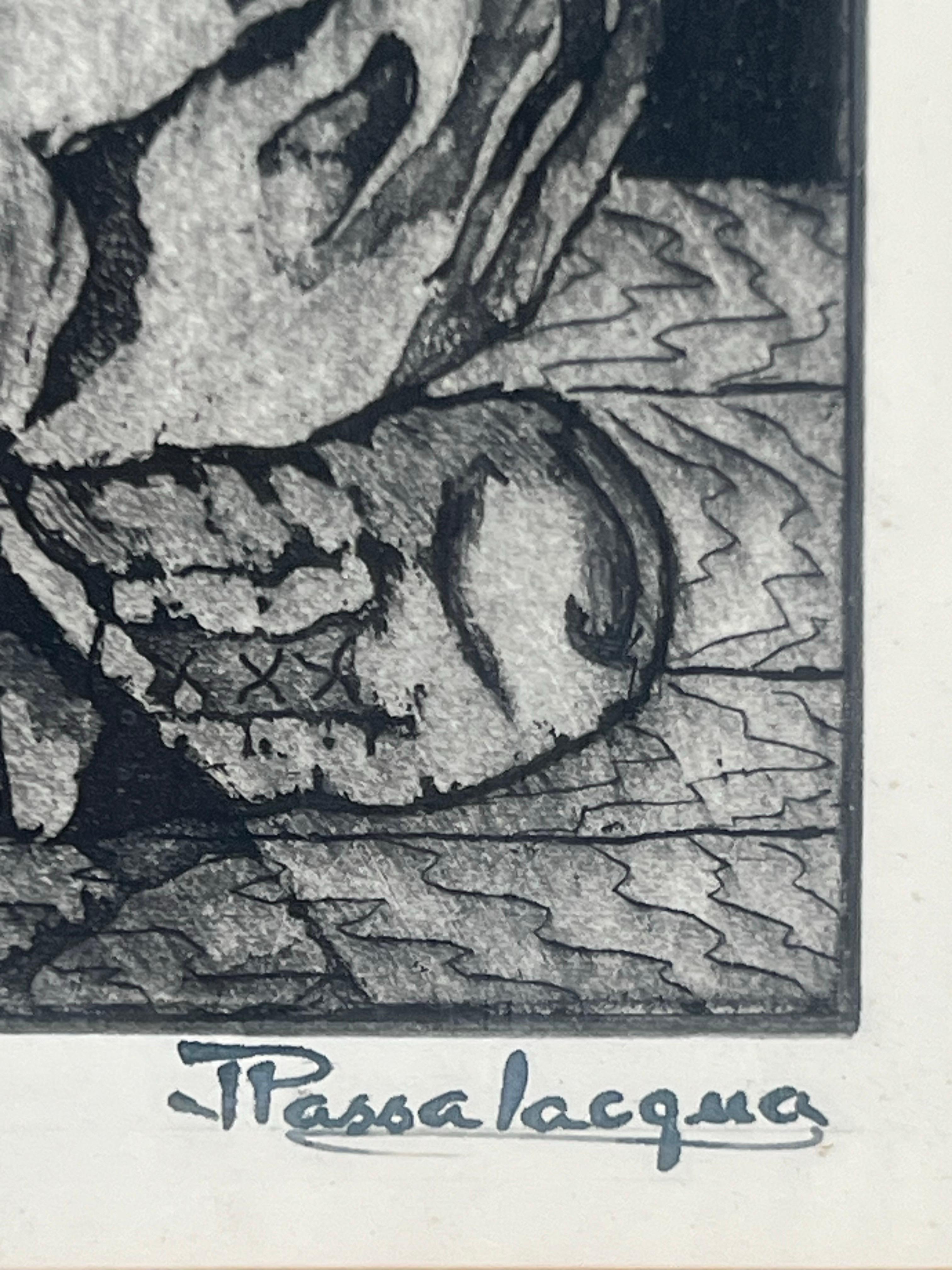 Figurative Abstract Etching on Paper Titled Companions by Jospeh Passalacqua For Sale 1