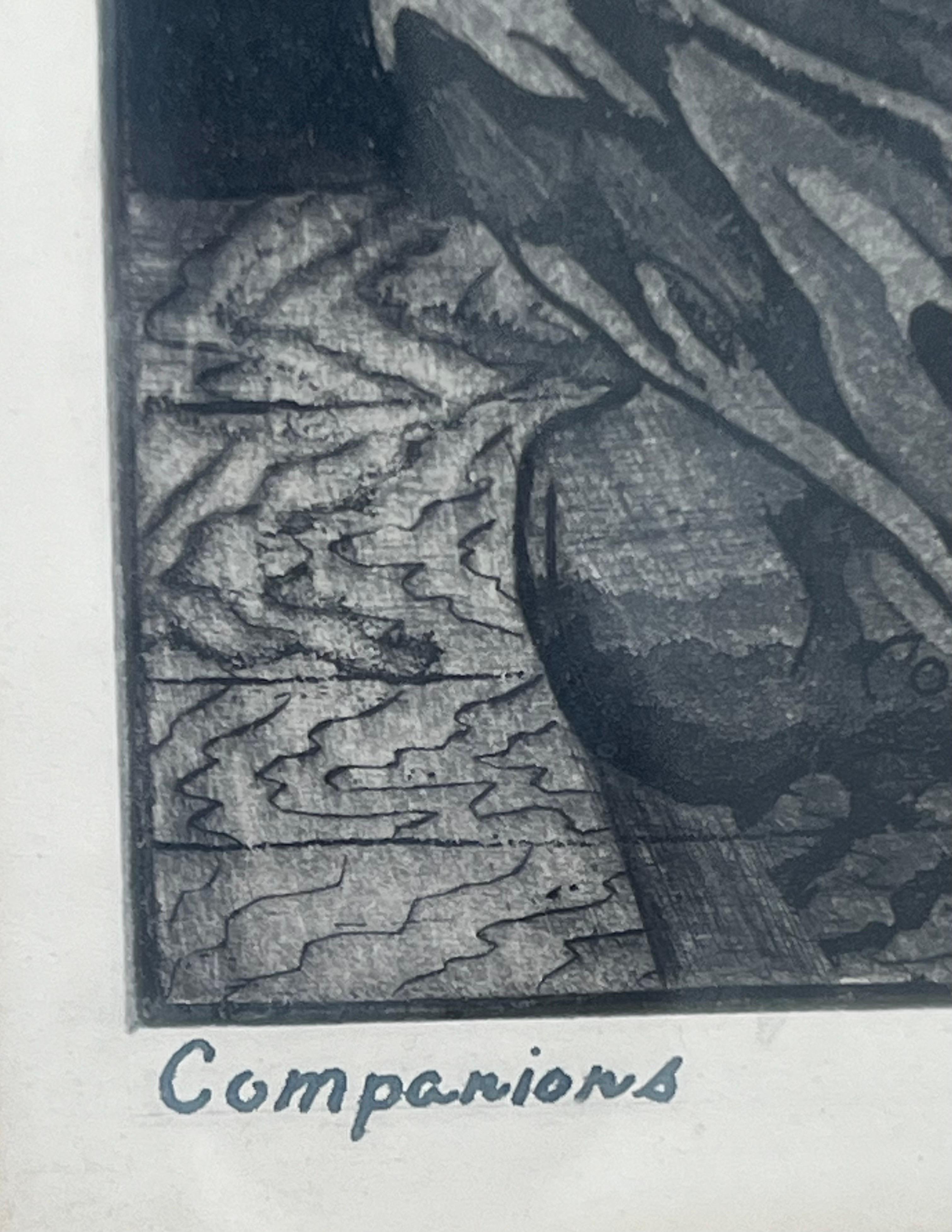 Figurative Abstract Etching on Paper Titled Companions by Jospeh Passalacqua For Sale 2